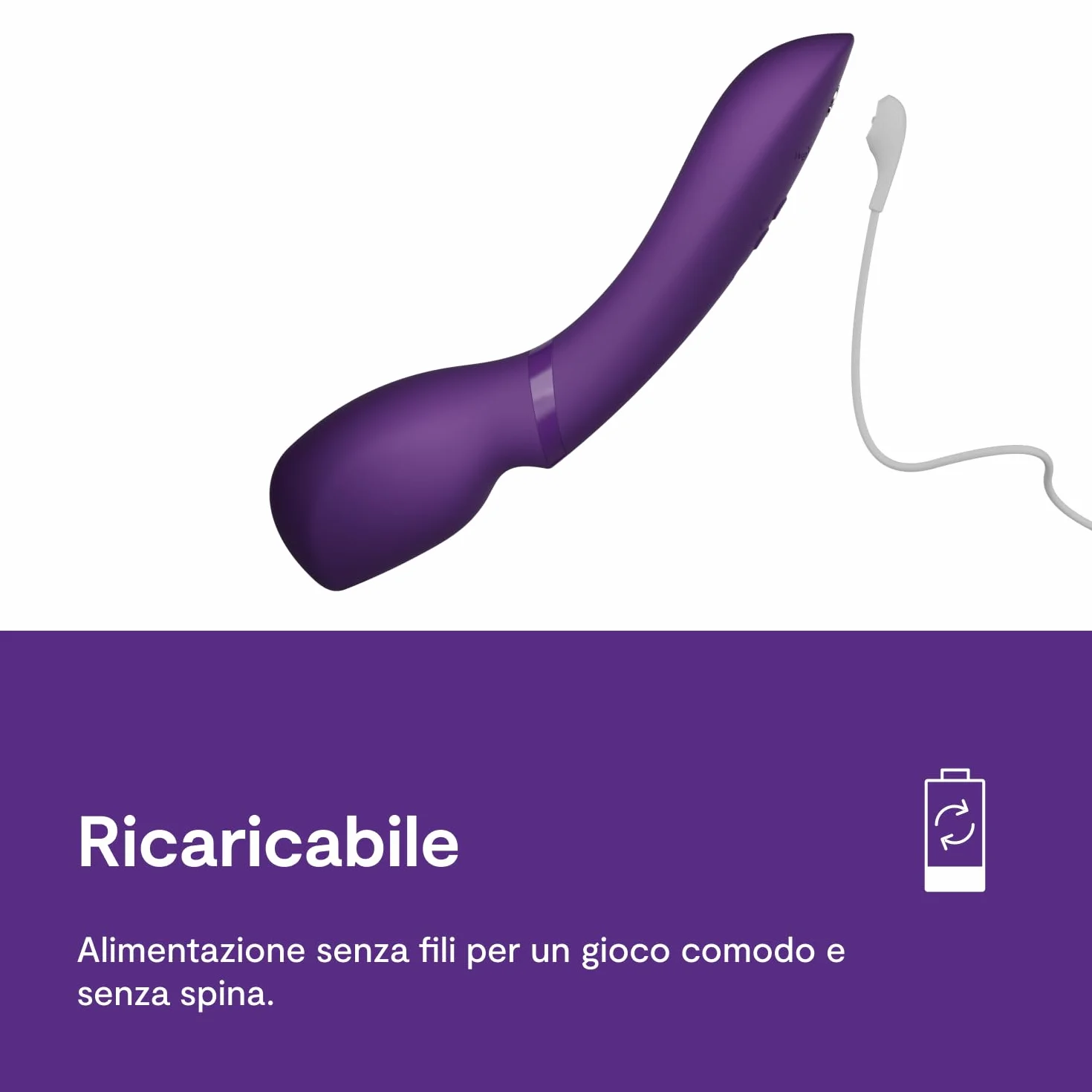 We-Vibe Wand 2 Massaggiatore a bacchetta vibrante - Massaggiatore a bacchetta senza fili con controllo via app - Giocattoli sessuali per donne - Più di 10 vibrazioni - Funzionamento silenzioso
