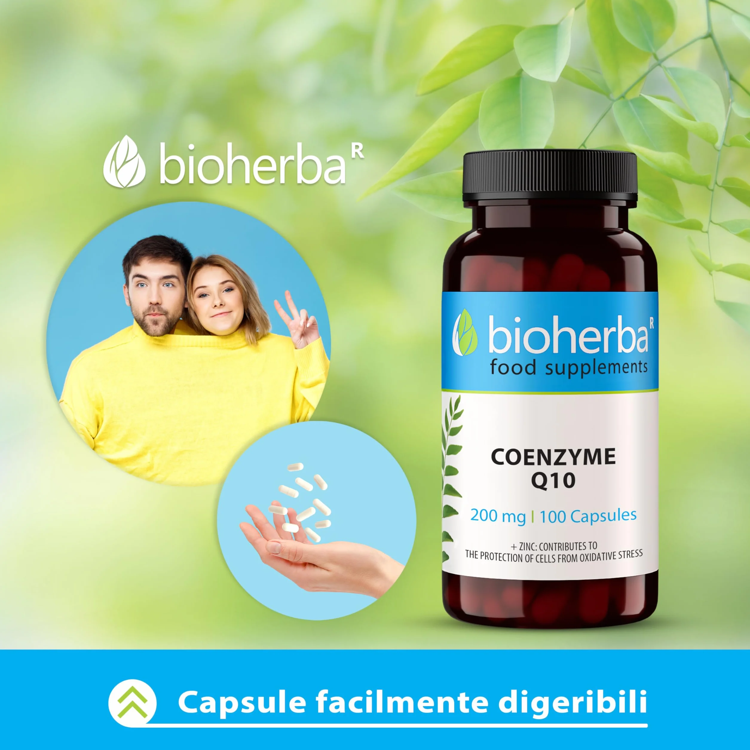 Coenzima Q10 – 100 Capsule da 200 mg | Con Zinco – Integratore Alimentare – Bioherba (1)