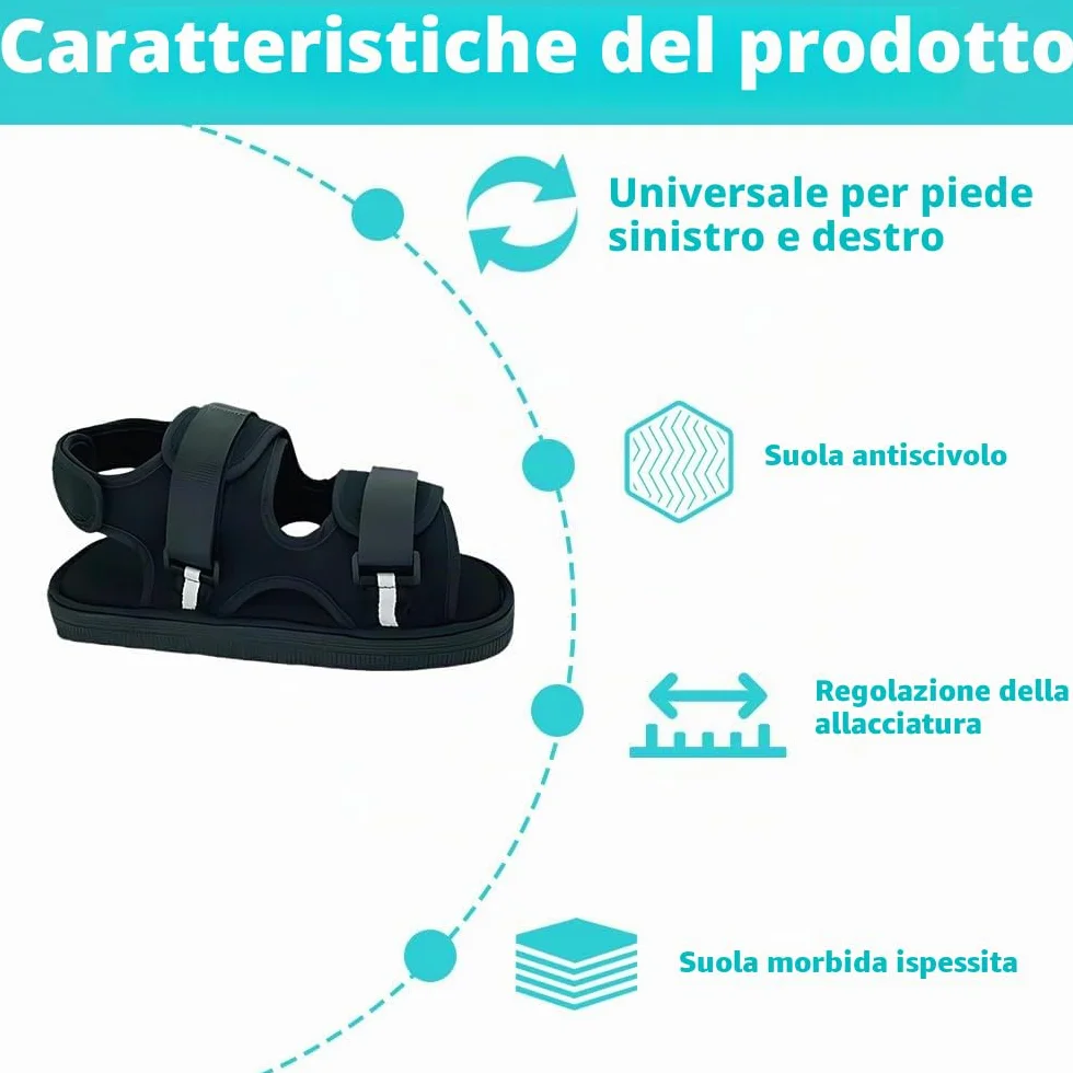 Scarpe in Gesso per Piedi Riabilitazione Regolabili Post Operatoria Nero