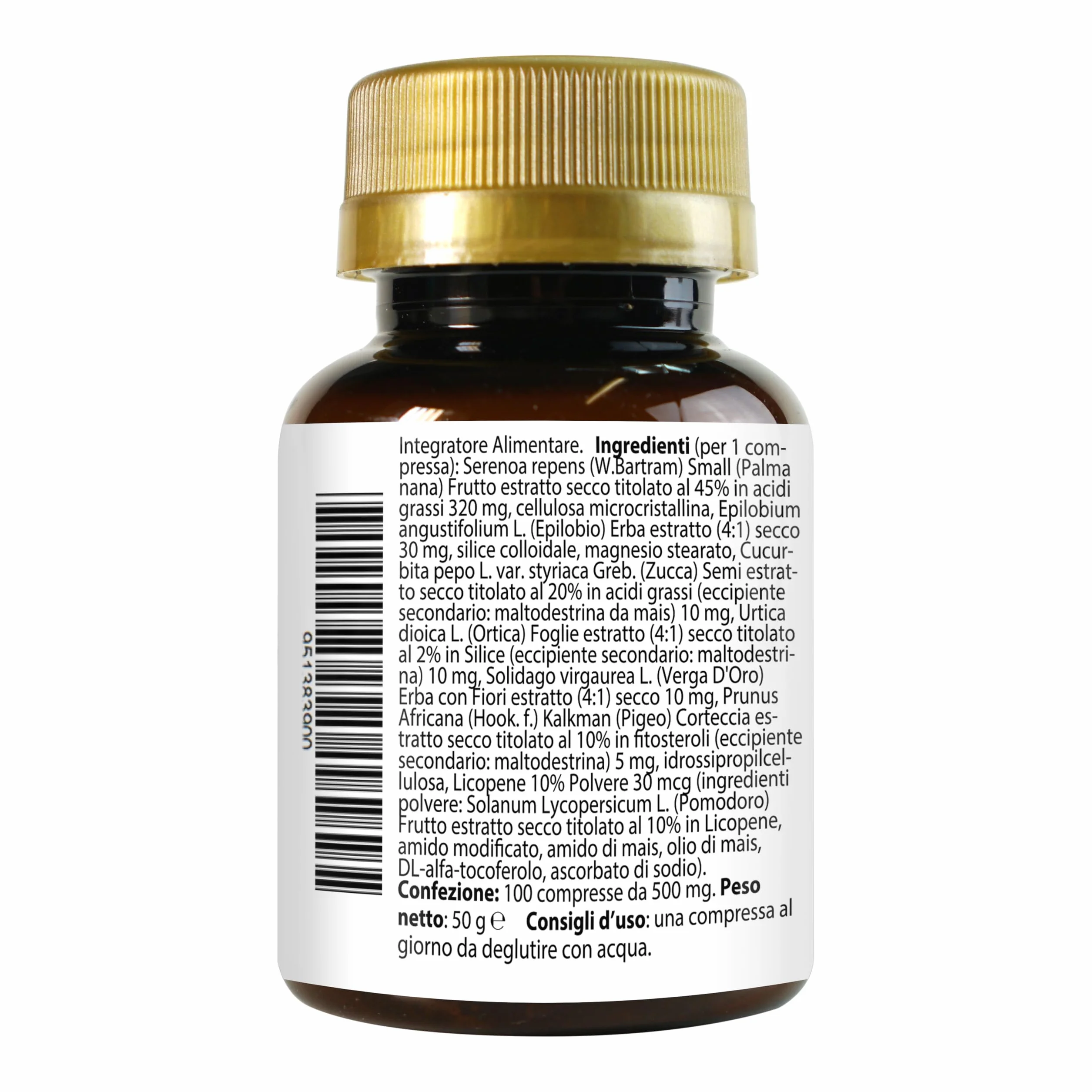 Serenoa Epilobio Zucca Complex con Ortica Pygeum Africanum Licopene e Verga D'Oro 100 Compresse Integratore Prostata Vie Urinarie