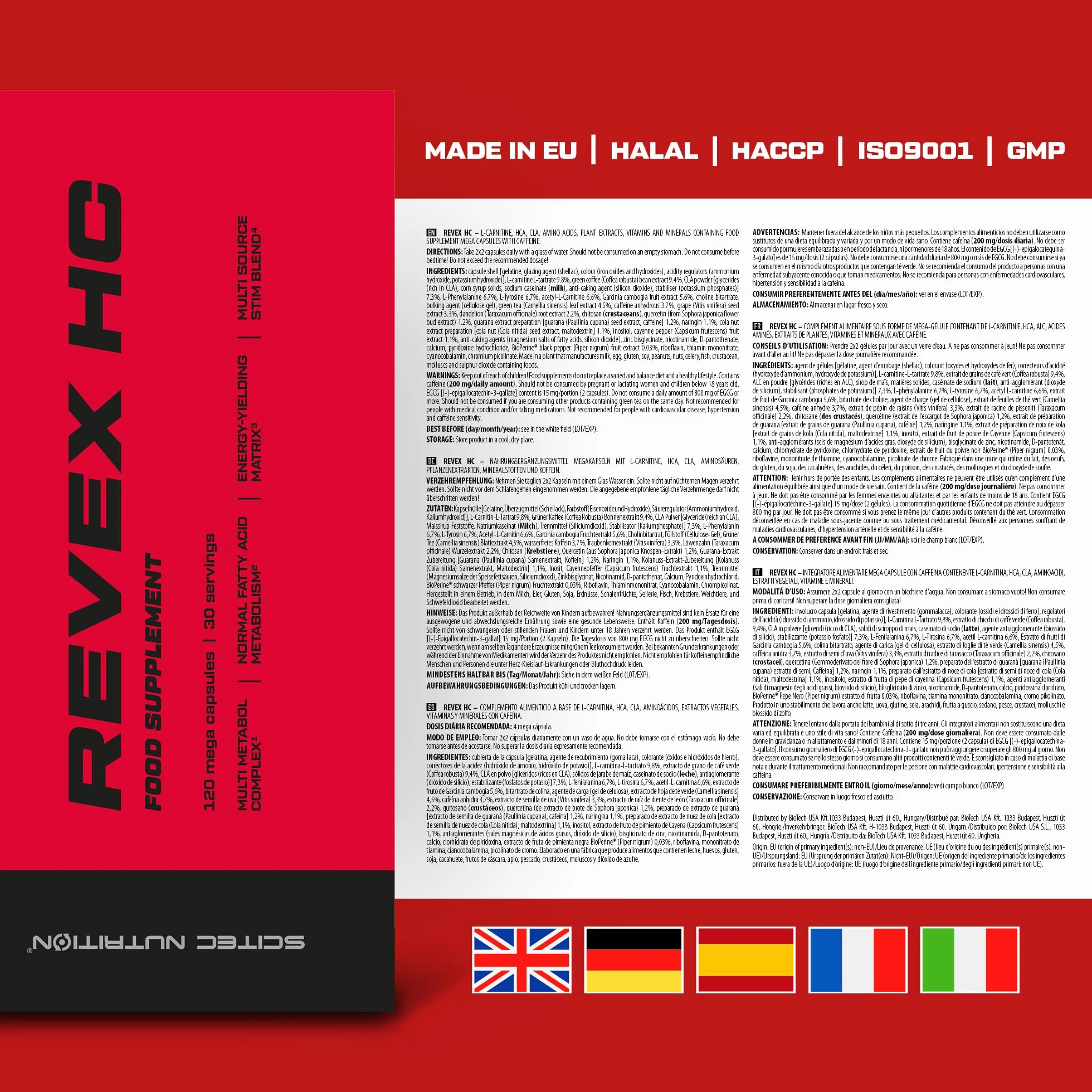 Scitec Nutrition Revex HC 120 Mega Capsule L-carnitina HCA CLA Aminoacidi Vitamine e minerali