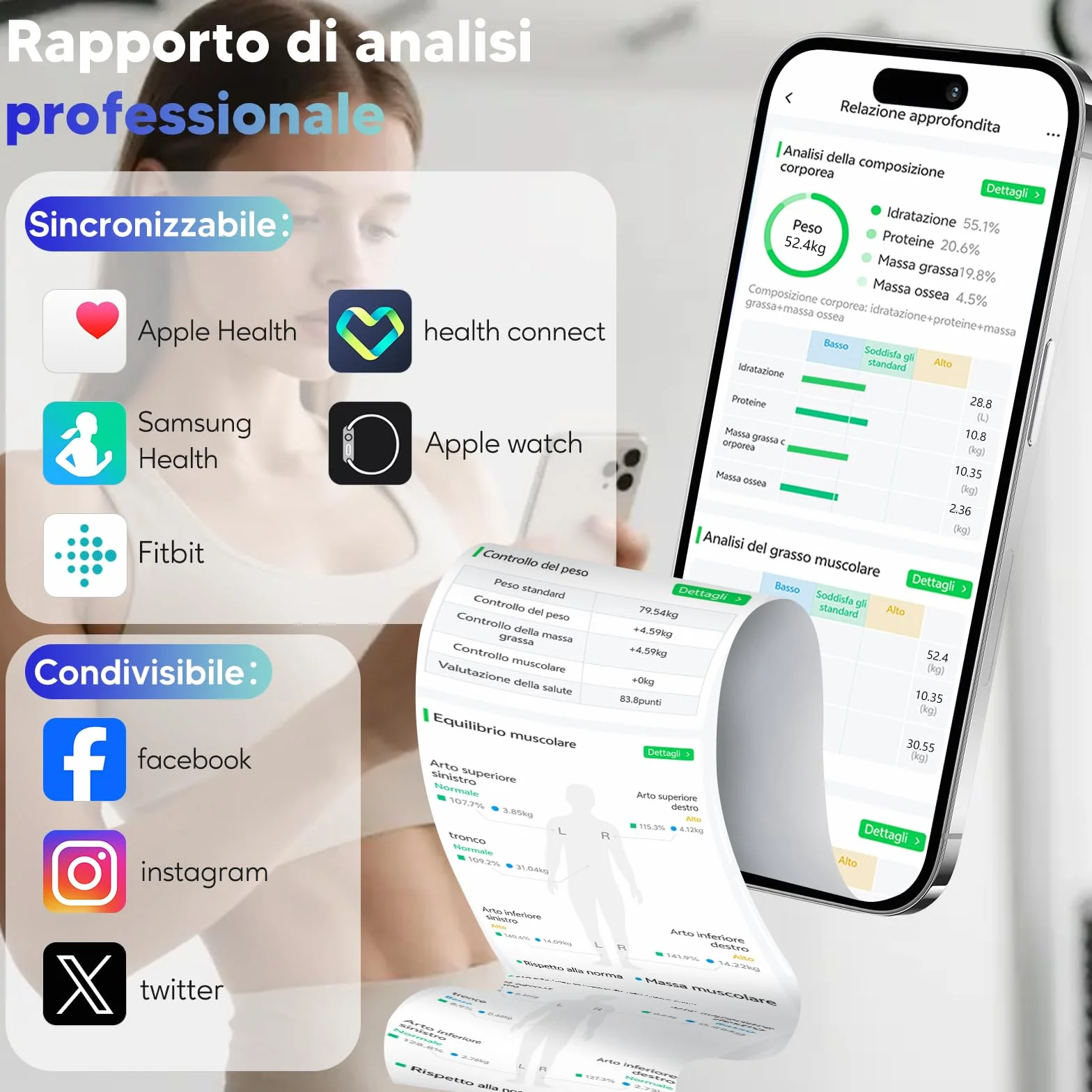 Arboleaf Bilancia Intelligente con Analisi Corporea 8 Elettrodi Bluetooth APP 50 Metriche 180 kg