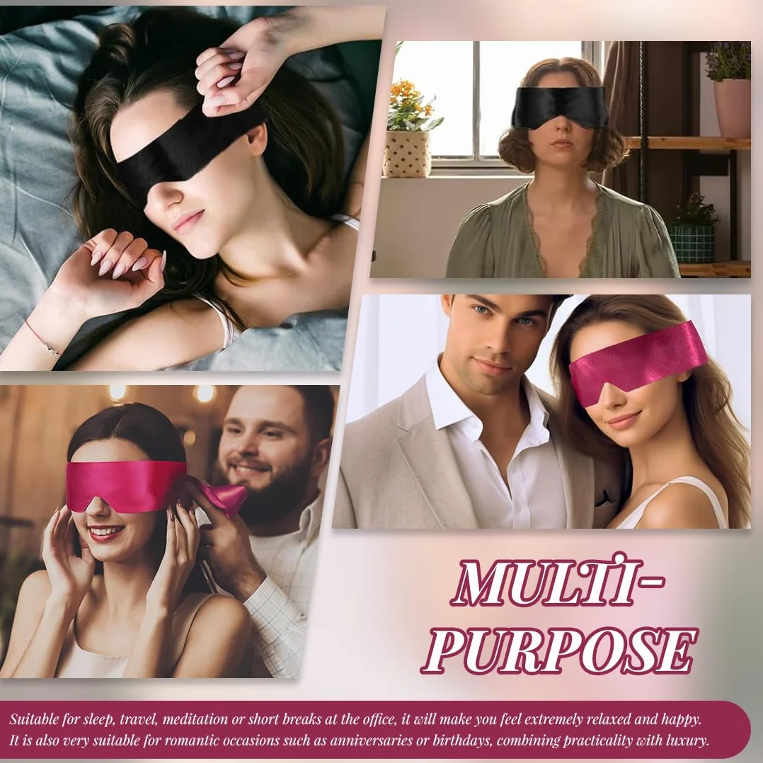 2 Pezzi Copri Occhi per Dormire, Mascherine Sonno Coppia, Mascherina Occhi, Benda Occhi, Maschera per gli Occhi da Donna, Maschera per gli Occhi con Cinturino, per Giochi di Sonno (Nero, Rosso)