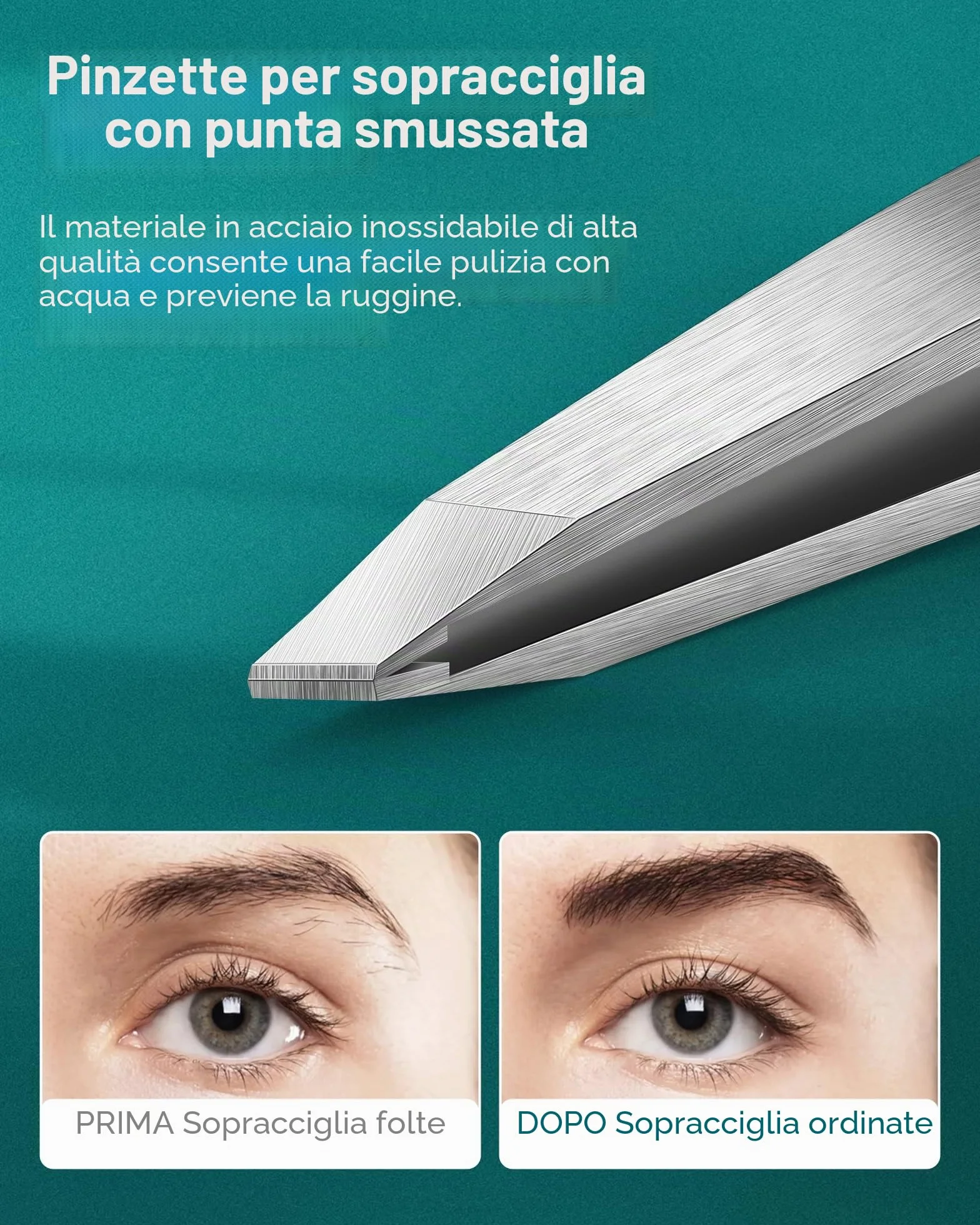 MR.GREEN Pinzette per peli del viso da donna, pinzette professionali di precisione per sopracciglia per donne e uomini,