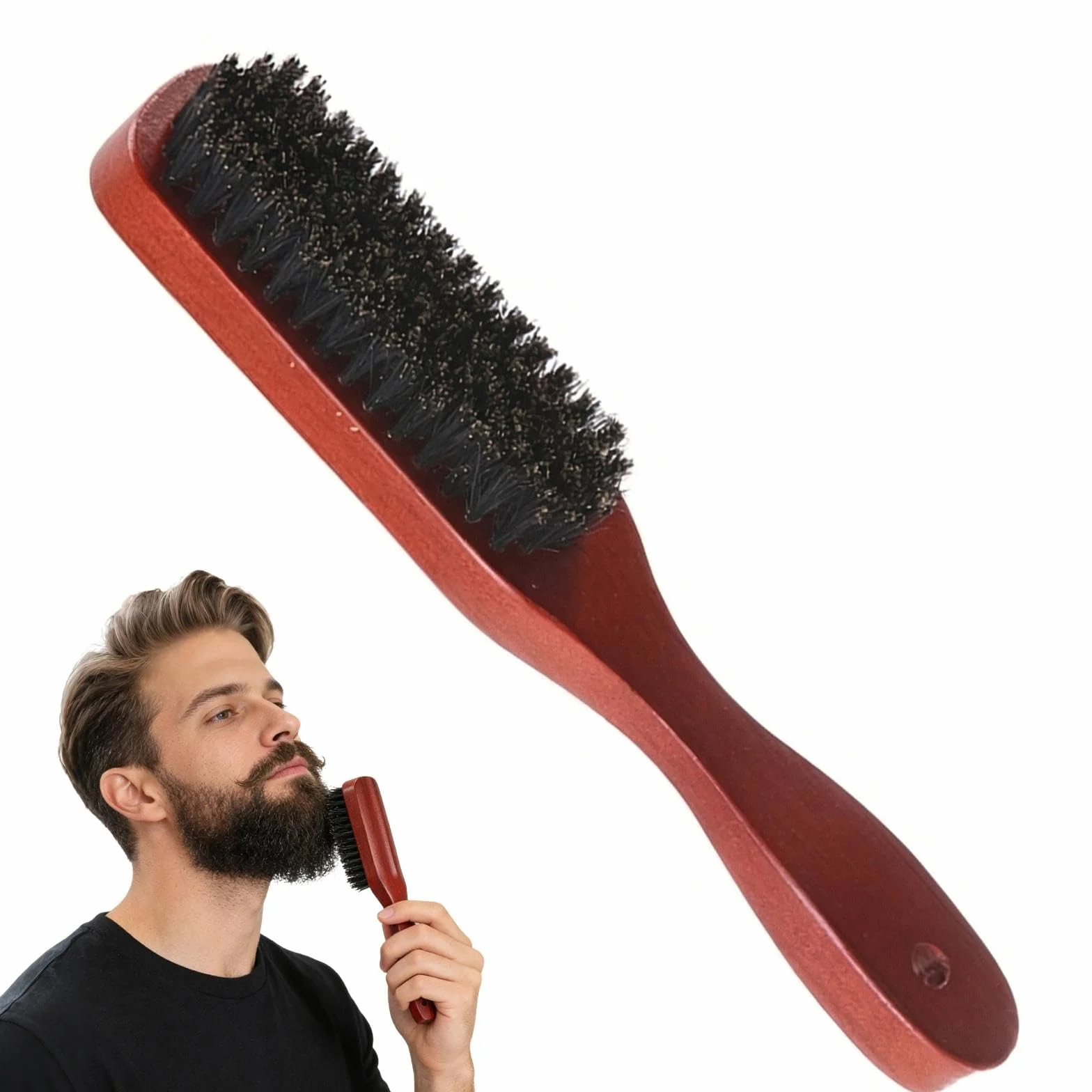 Spazzola Setole Cinghiale Spazzola Barba Uomo Pettine Barba Regali Uomo per Capelli Lisci Spazzolo la Cura di Baffi Spessa Grossolana e Riccia Cura e Styling Quotidiana