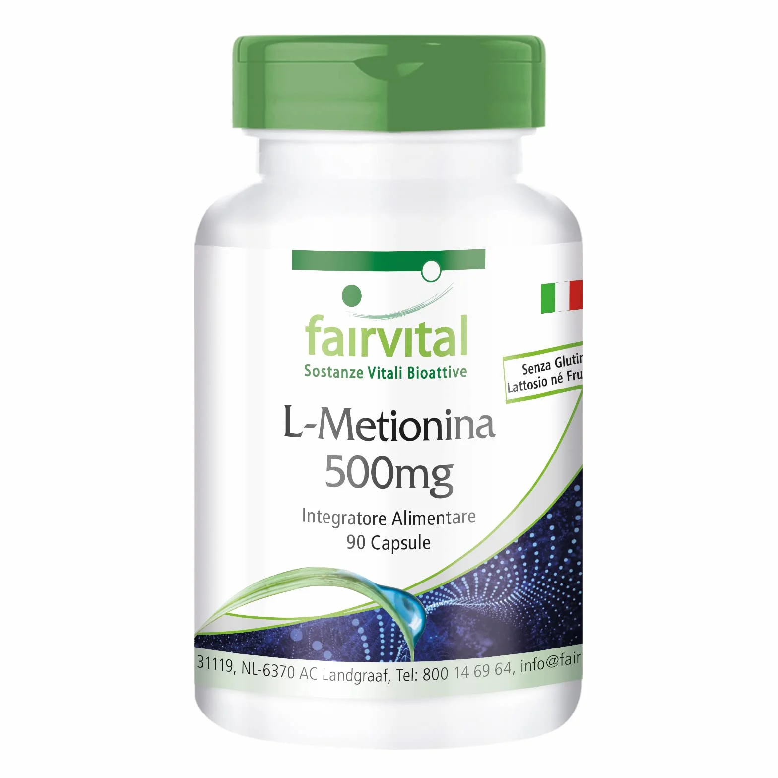 fairvital L-metionina 500 mg, 90 capsule, ALTO DOSAGGIO, VEGANO, aminoacido
