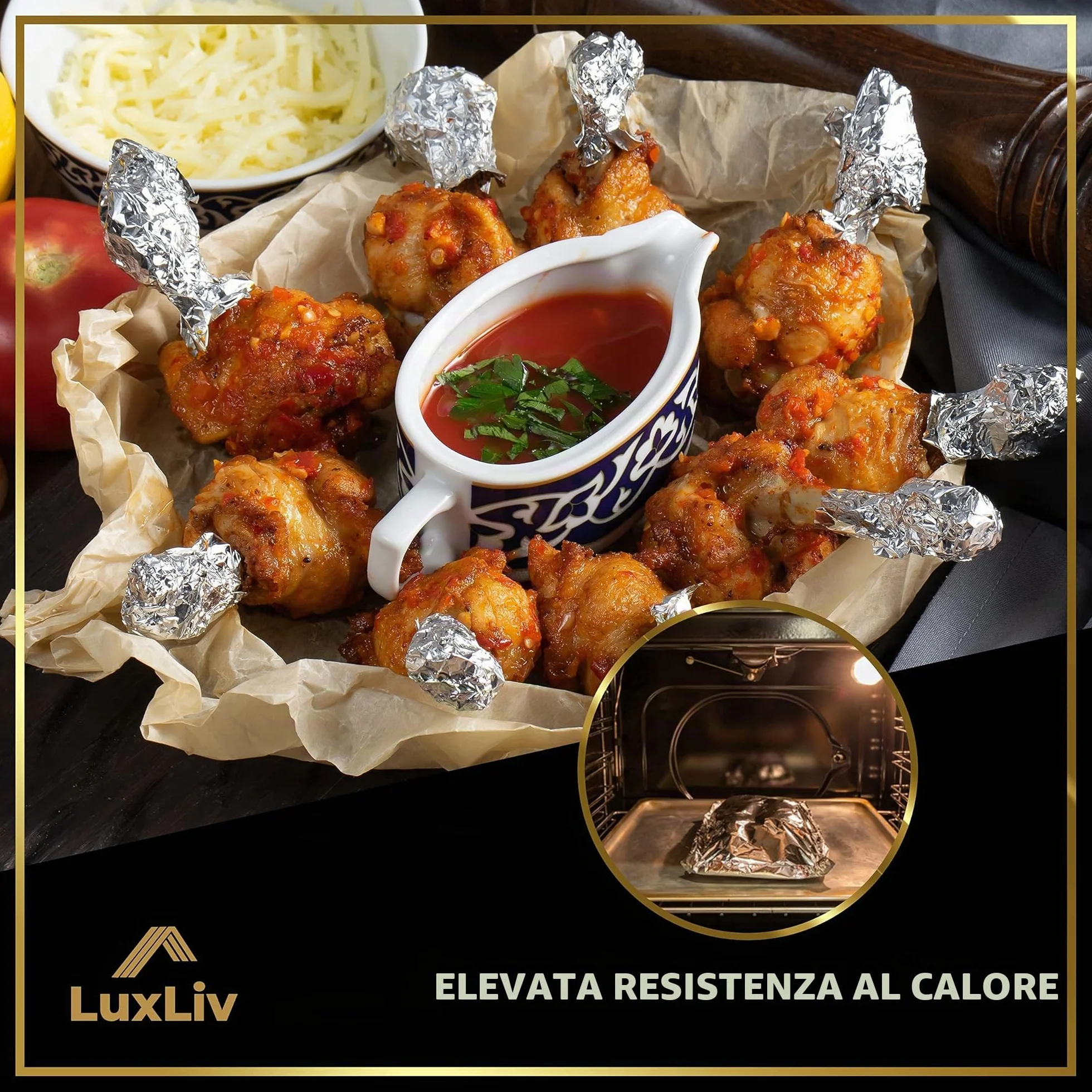 Rotolo di alluminio resistente 30 cm x 50 m spessore extra per industria alimentare LuxLiv®