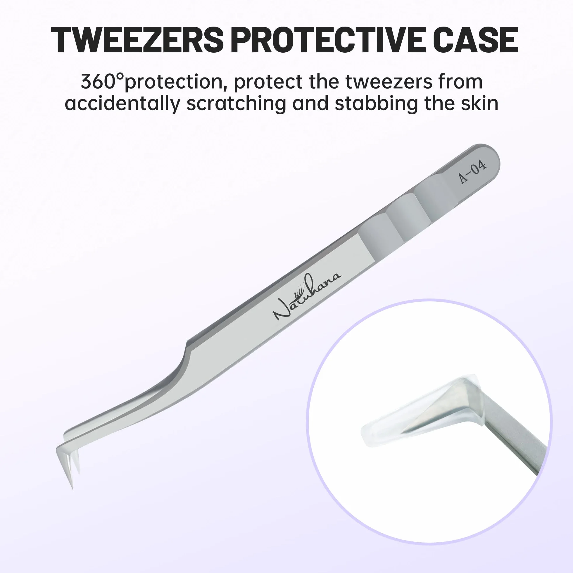 Pinzetta Extension Ciglia Professionale in Acciaio Inossidabile di Alta Qualità Antiscivolo Punta Curva Pinzette Antistatiche Eyelash Volume Tweezer(Argento, A-04)