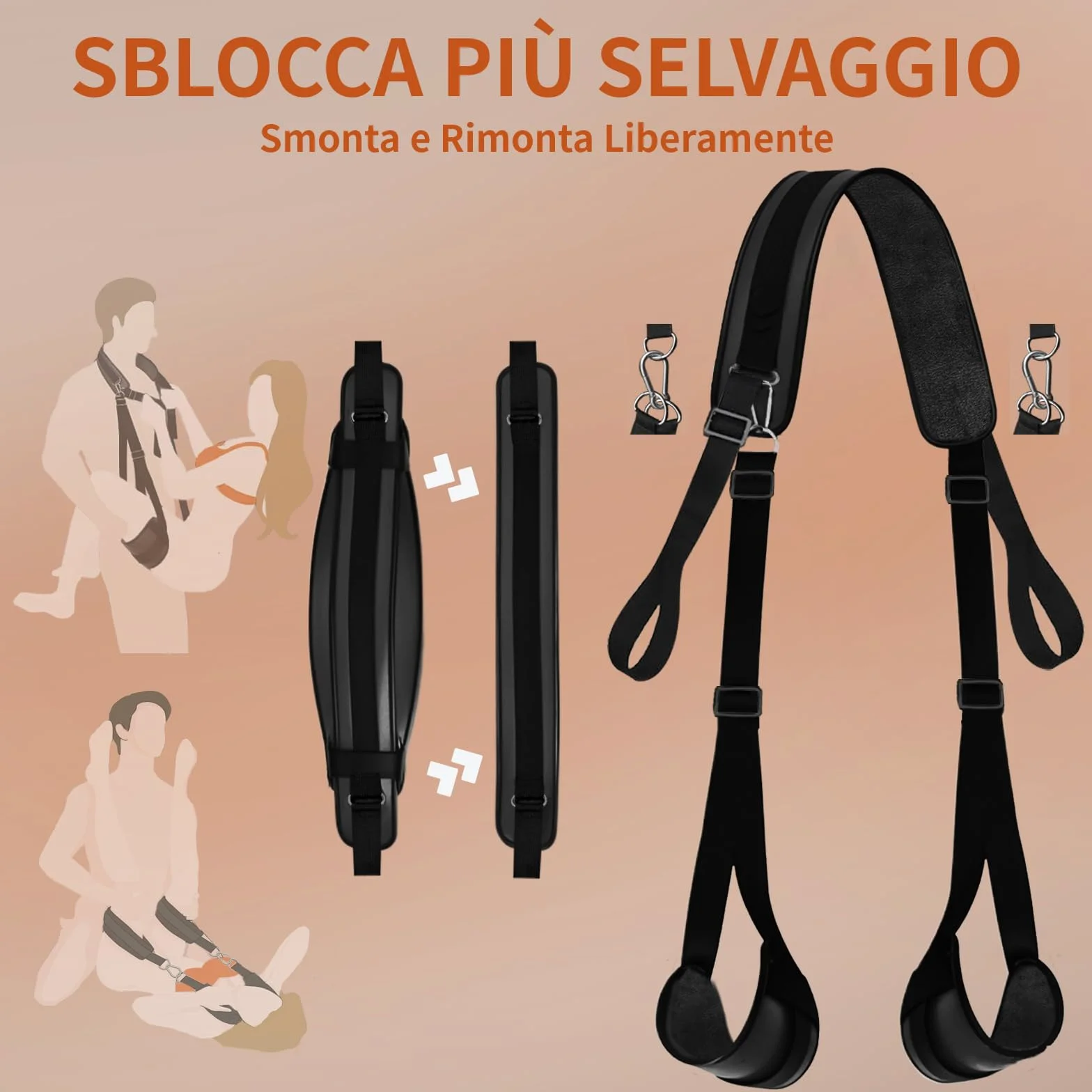 Manette per Coppia Sexy Altalena Sospesa Regolabile Pelle Nere