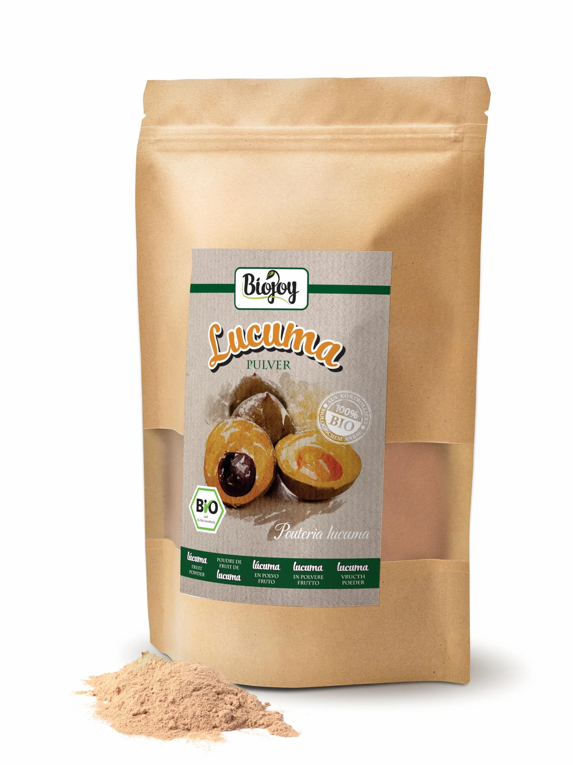 Biojoy Lucuma in polvere Biologica (500 g), lucuma frutta senza additivi (Pouteria lucuma)