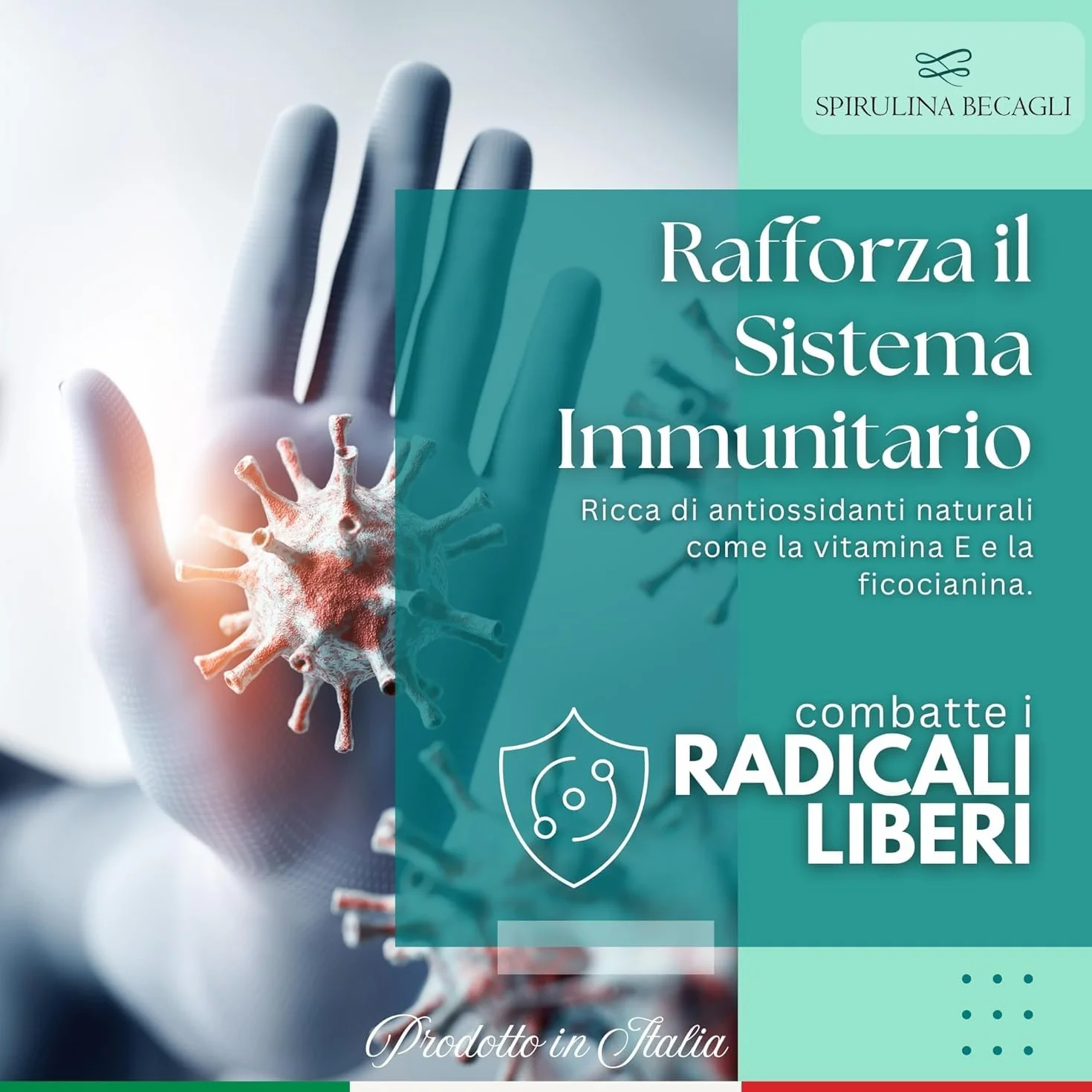 Spirulina Biologica Capsule Integratore Alimentare 100% Vegetale Coltivata in Toscana BECAGLI 180 Capsule