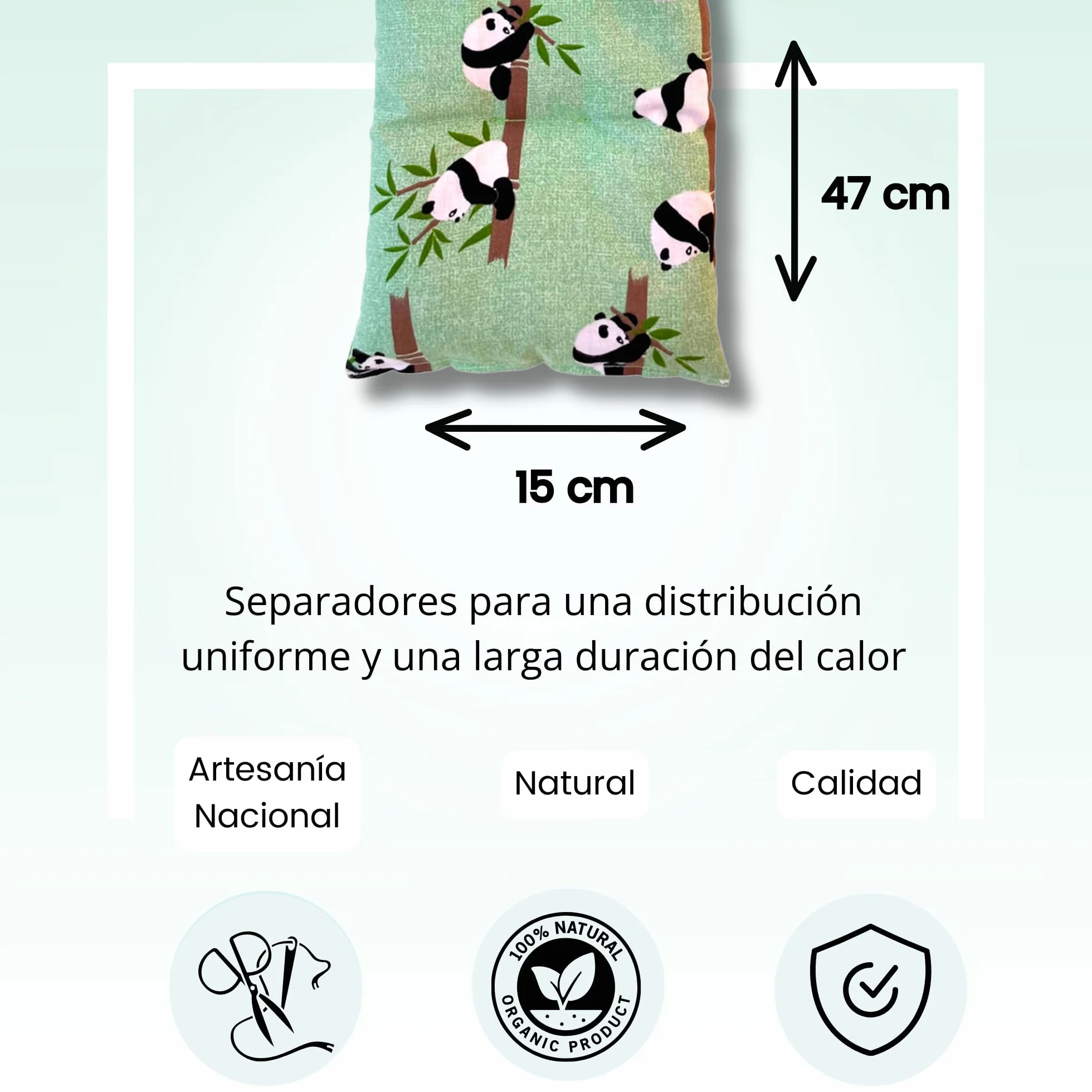 Cervicale Termico di Grano e Lavanda - Sacco per Semi a Microonde 100% Cotone - 47 x 15 cm - Borsa Cuscino Con Aroma Caldo e Freddo Multiuso per Piedi, Letti e Lombari