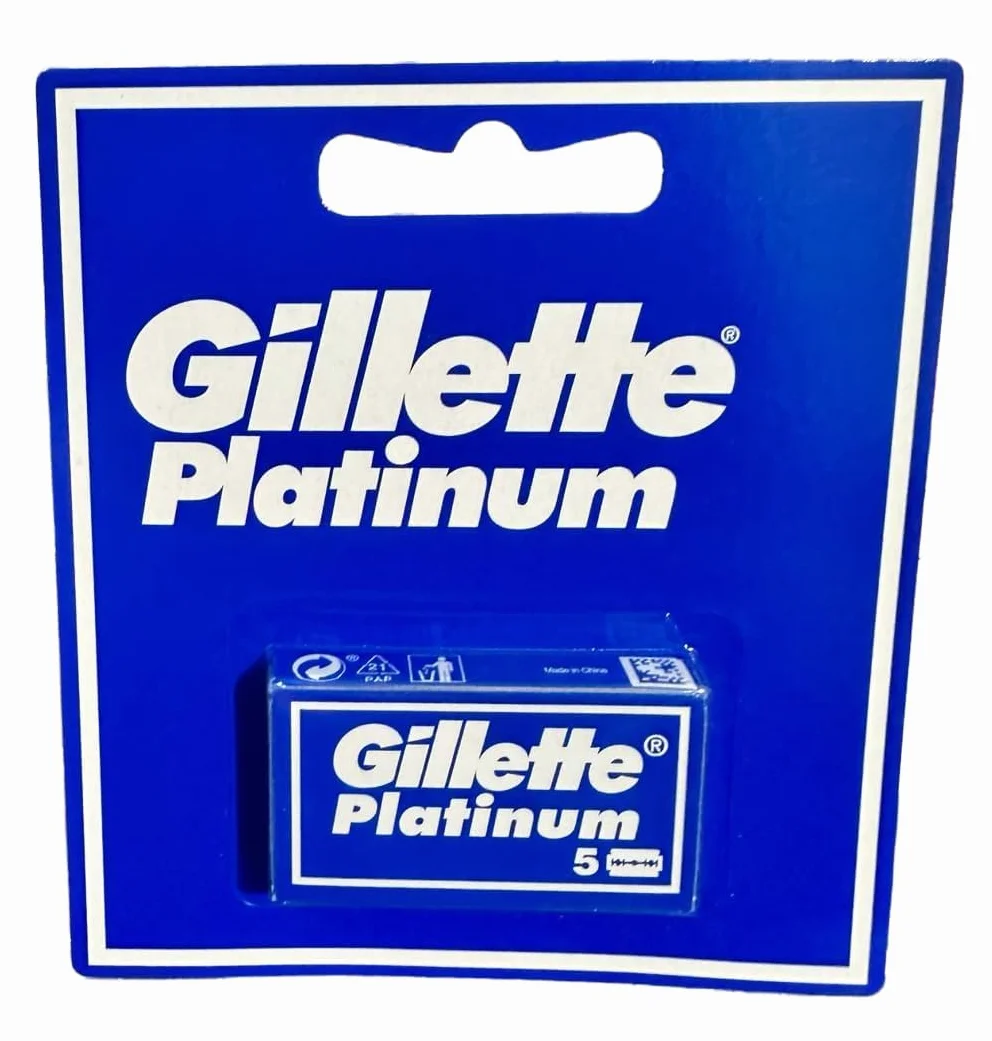 Gillette per Rasoio di Sicurezza, Lamette Barba Platinum con 50 pezzi di Ricambio, Rasatura Profonda e Confortevole in Acciaio Inossidabile e Filo Trattato al Platino
