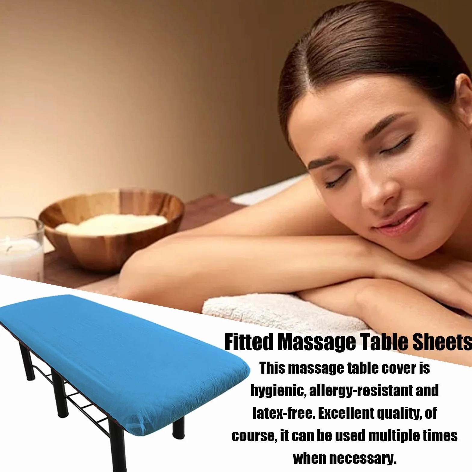 Coprilettino da Massaggio 5X Blu per Spa - Lenzuola con Angoli Morbide per Estetista