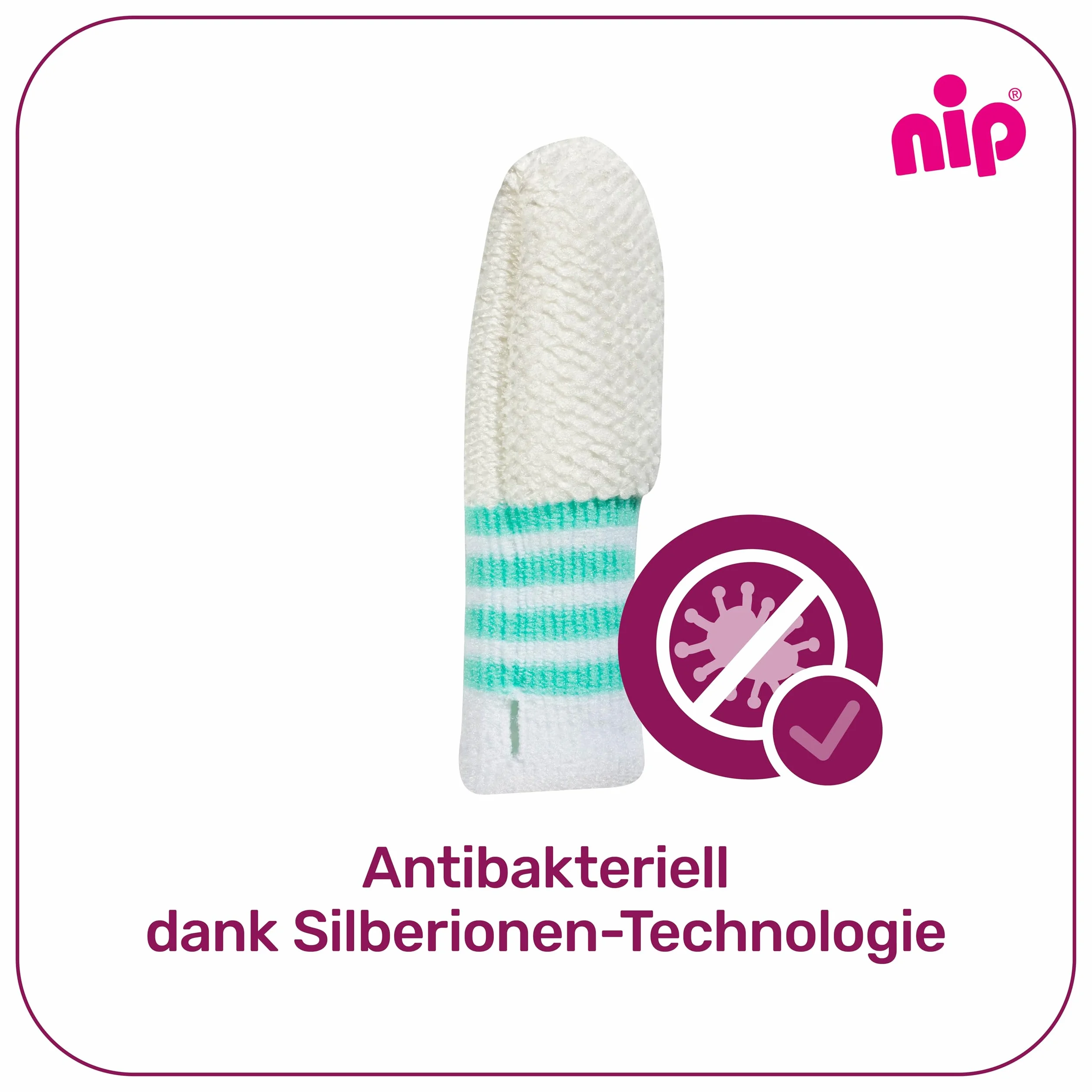 nip - Dita per la cura orale | a partire da 0 mesi | Confezione da 2 pezzi | Spazzolino da denti delicato e morbido per la pulizia e il massaggio di gengive, lingua e primi denti | antibatterico