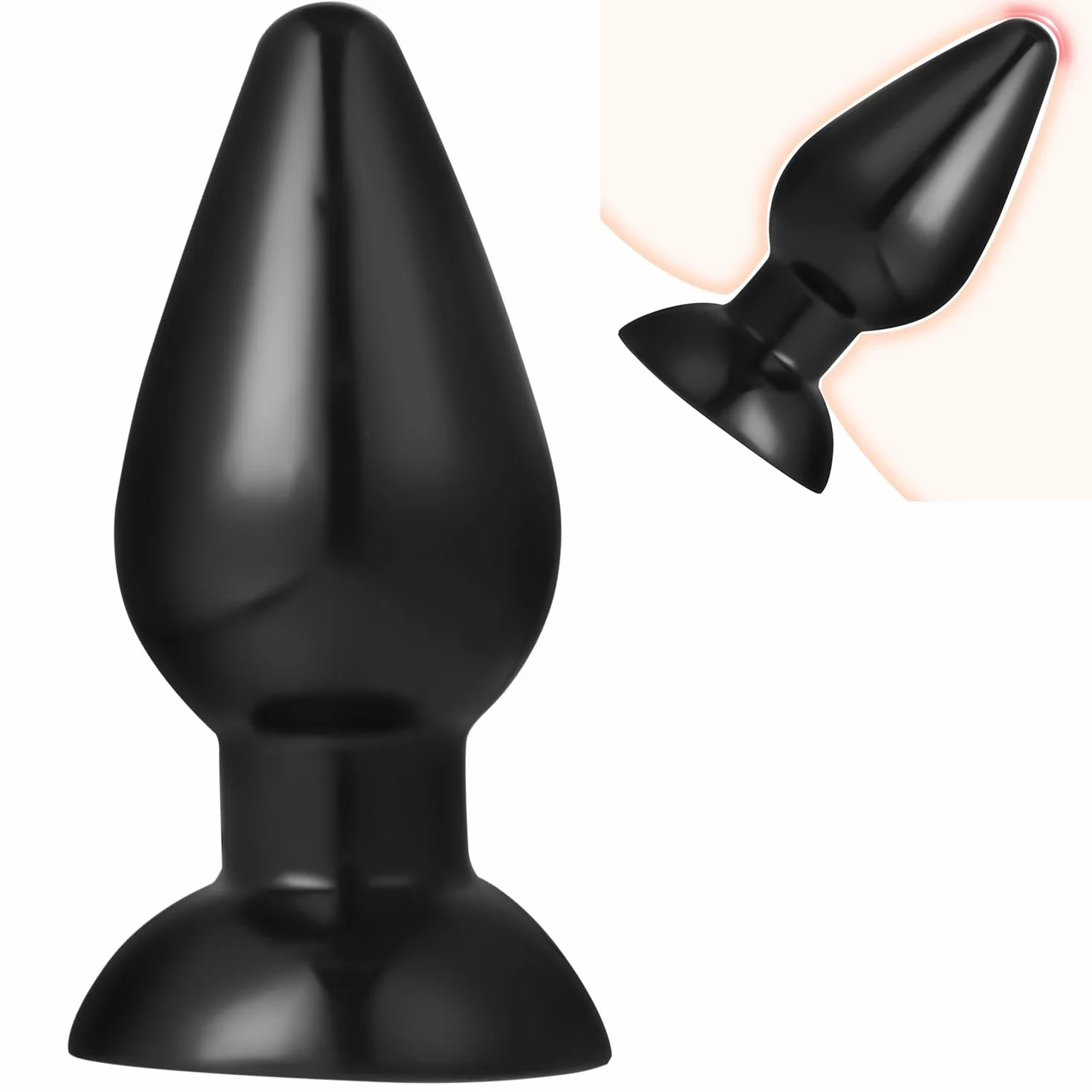 Plug Butt Extra, Plug Anale per Avanzato, Spina Anale Stimolante per Donne e Uomini, con Supporto Adesivo con Lubrificante, uso hands-free (Nero XXL)