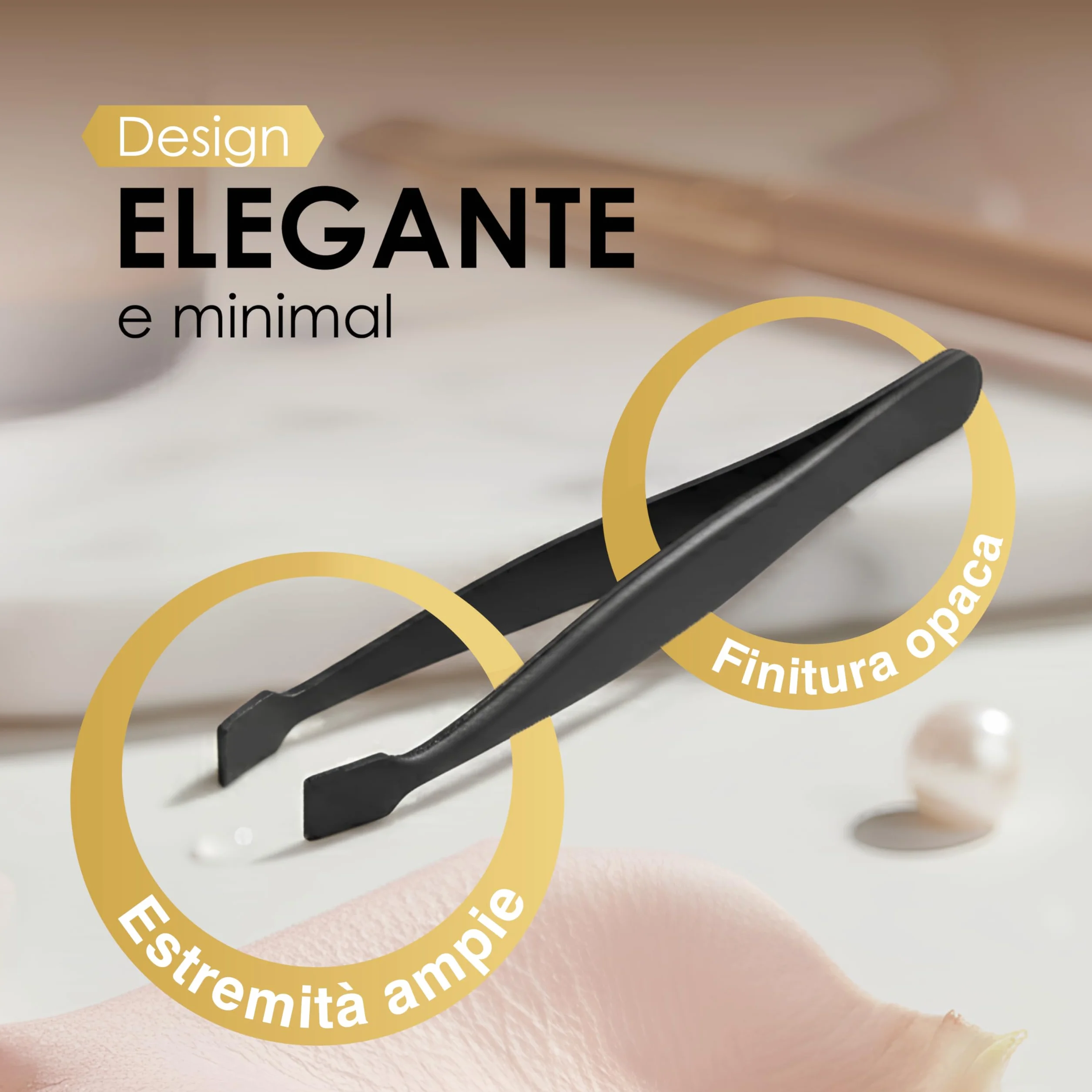 Pinzetta Sopracciglia Professionale in Acciaio Inox, Punta Obliqua di Precisione, Pinzette per Peli Incarniti e Viso, Ideale per Donna e Uomo, Uso Estetico e Domestico