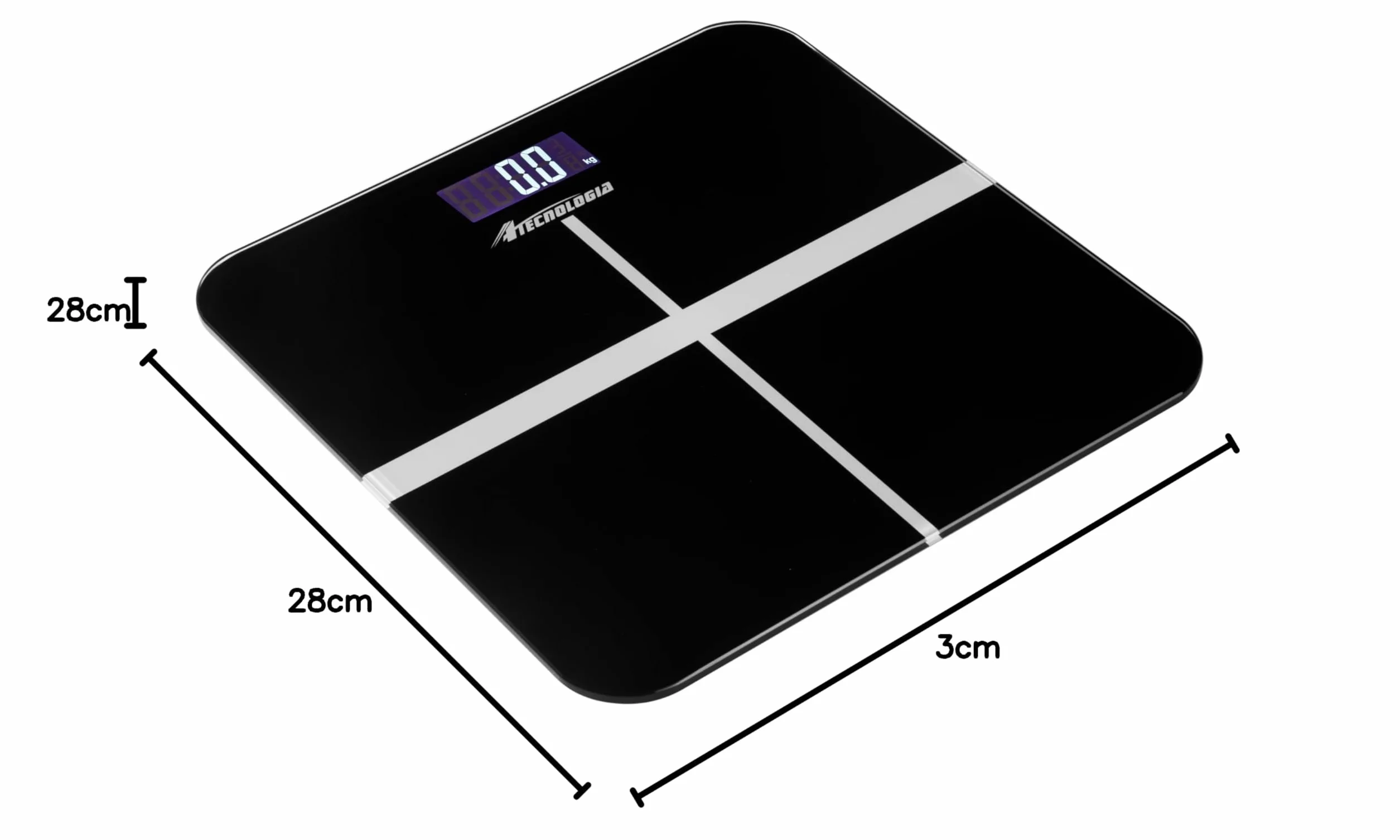 Bilancia Pesapersone Digitale Elettronica da Bagno, Alta Precisione Display a LED Retroilluminato, Step-On, Ultracompatto, Capacità 180kg, Nero
