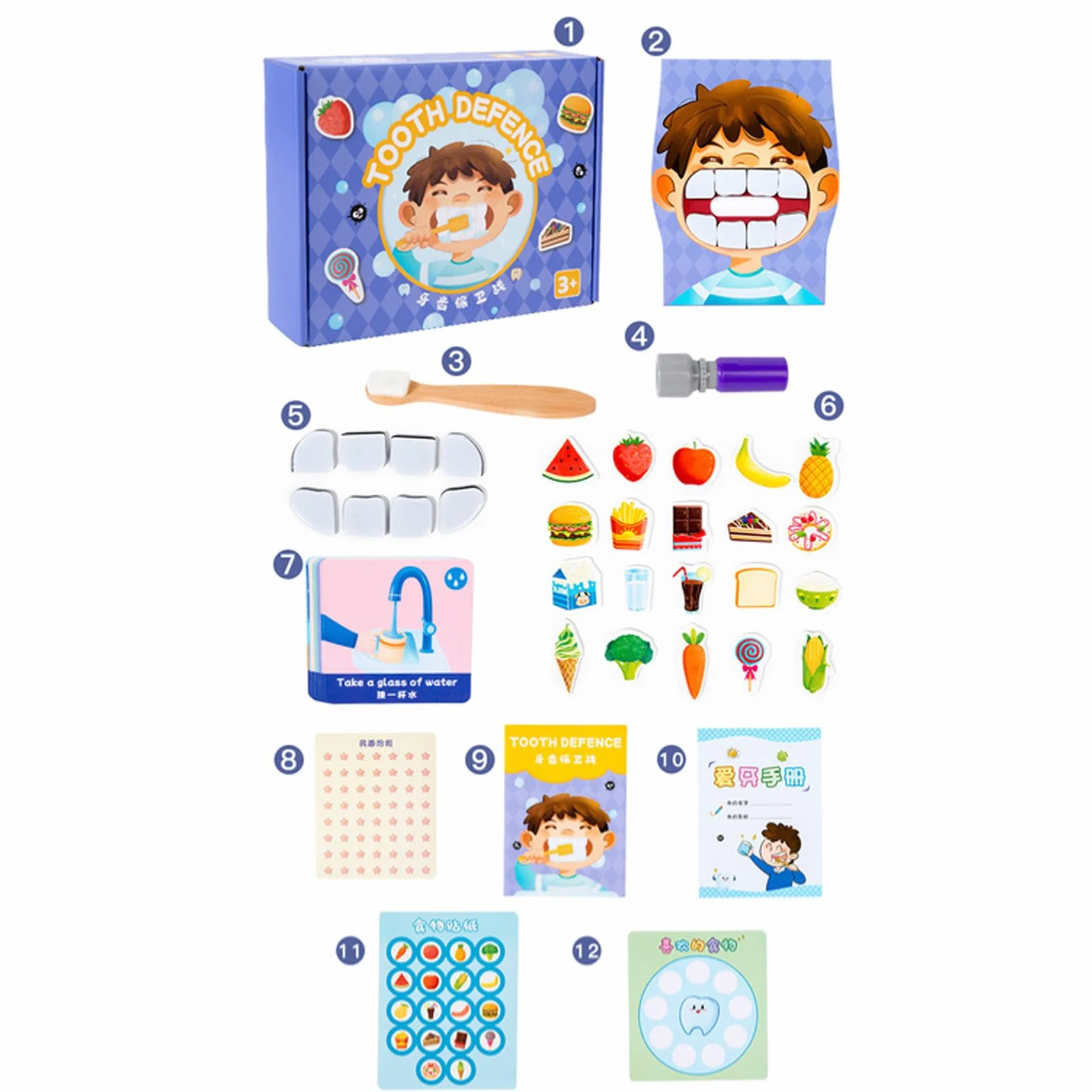 Set per l'apprendimento dentale: divertenti carte per la cura dei denti, interattivo per l'igiene, allenatore per la spazzolatura dei bambini, attività per un sorriso sano | Pacchetto educativo