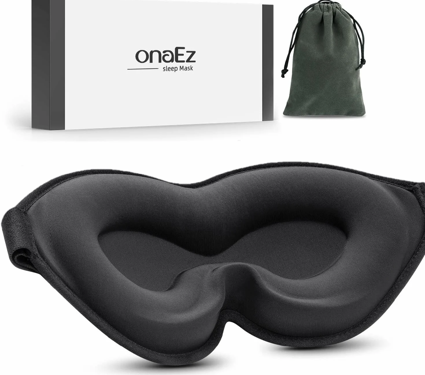 Mascherina Occhi per Dormire Migliorata per Donna Uomo, a forma di ciotola sagomata onaEz 3D, Design interno del naso 3D,100% Bloccare la Luci, per Viaggio