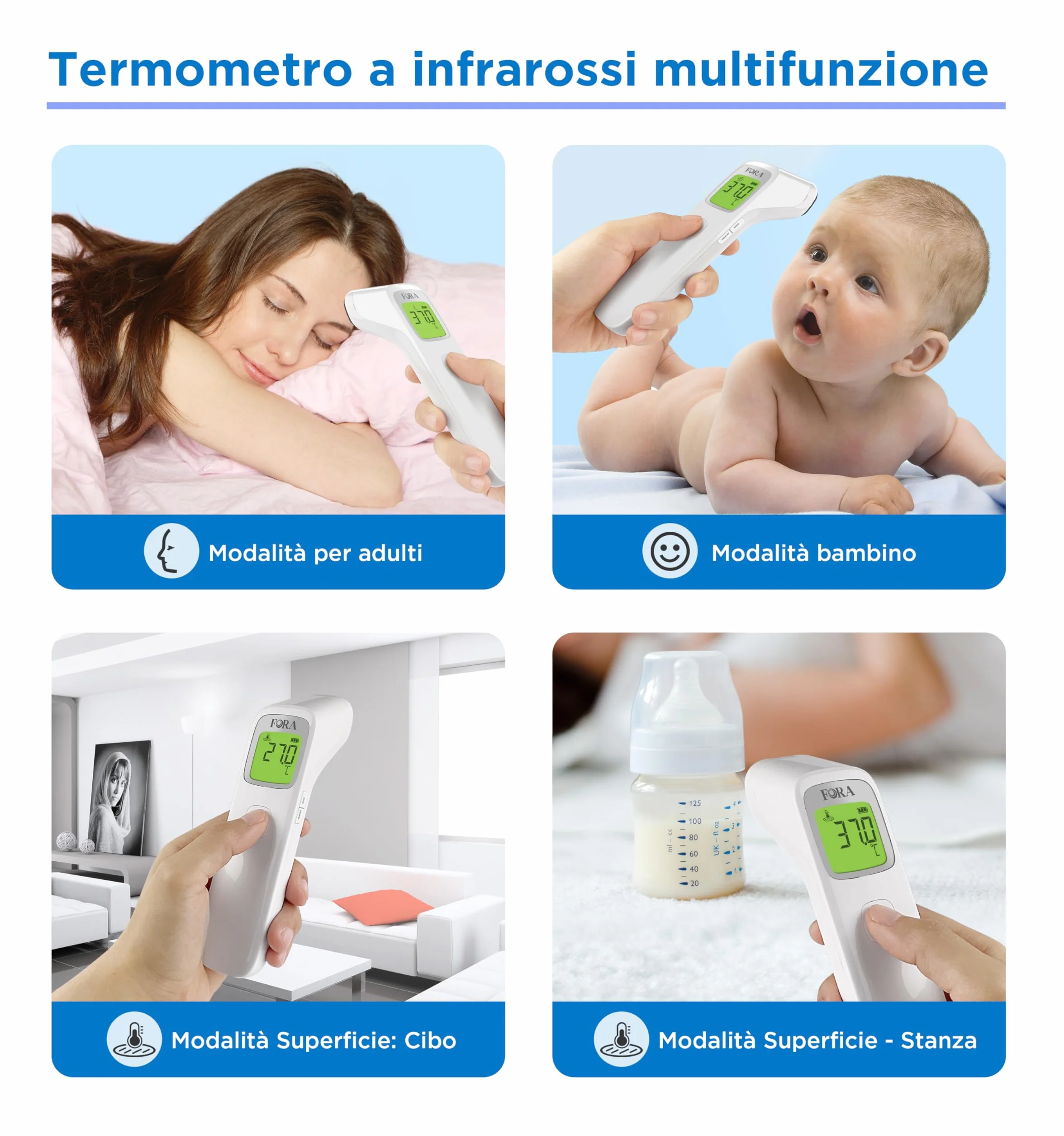 Fora IR42 Termometro multifunzione senza contatto misurazione temperatura fronte oggetti