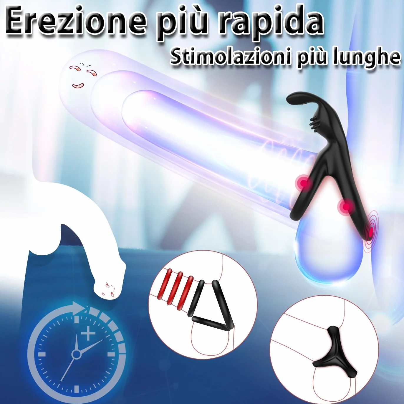 Sex Toys Anelli Pene,5 in 1 Anelli Pene Ritardanti,Ritardare L'eiaculazione Precoce e Aumenta la Potenza per L'erezione Anello Fallico Triangolo per la Stimolazione di Coppia Giocattoli Sessuali