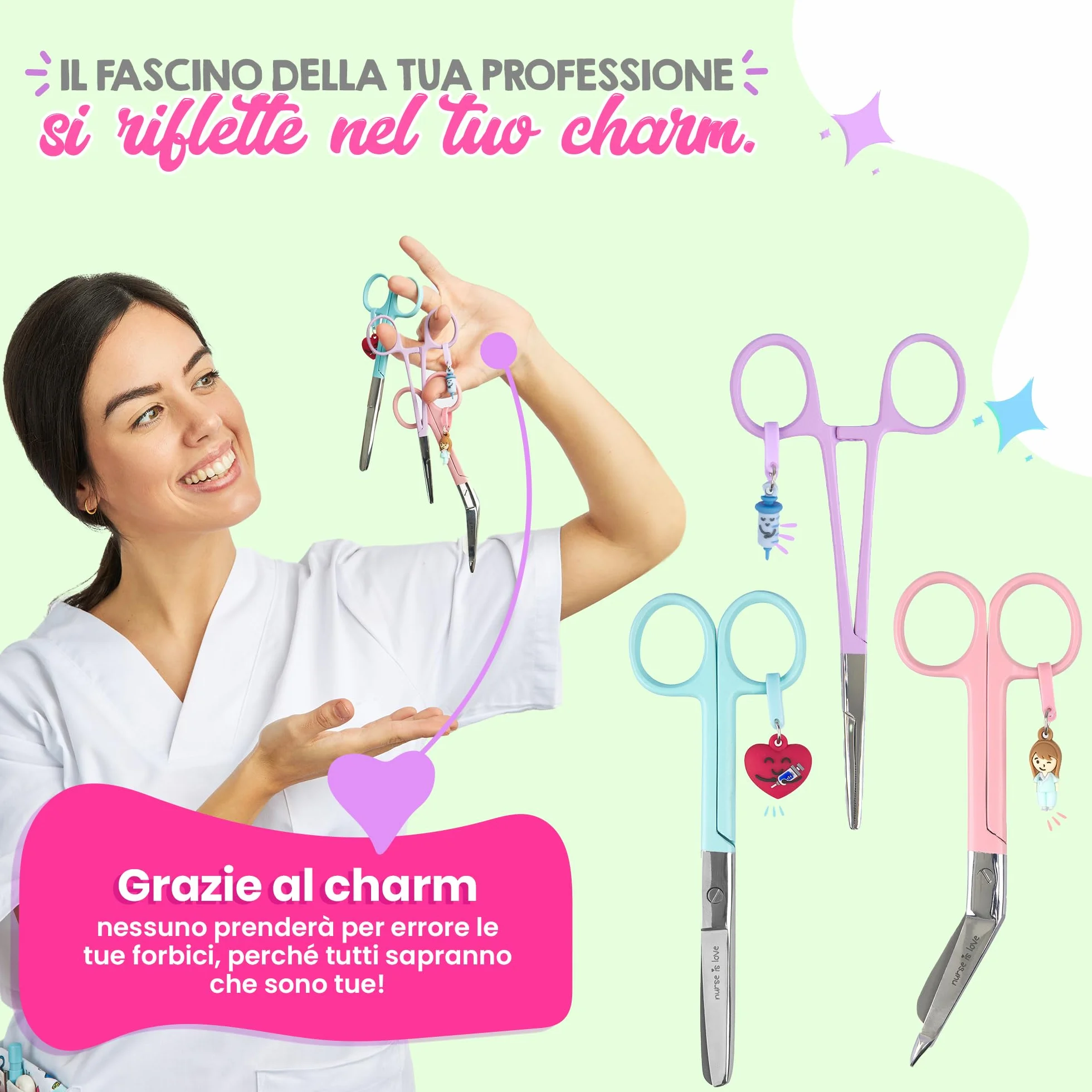 Forbici Infermieristiche Pico di Pato & Dritta Mayo Set 3 pz con Strumento di Fissaggio, Punta Roma per Bende, Primi Soccorsi