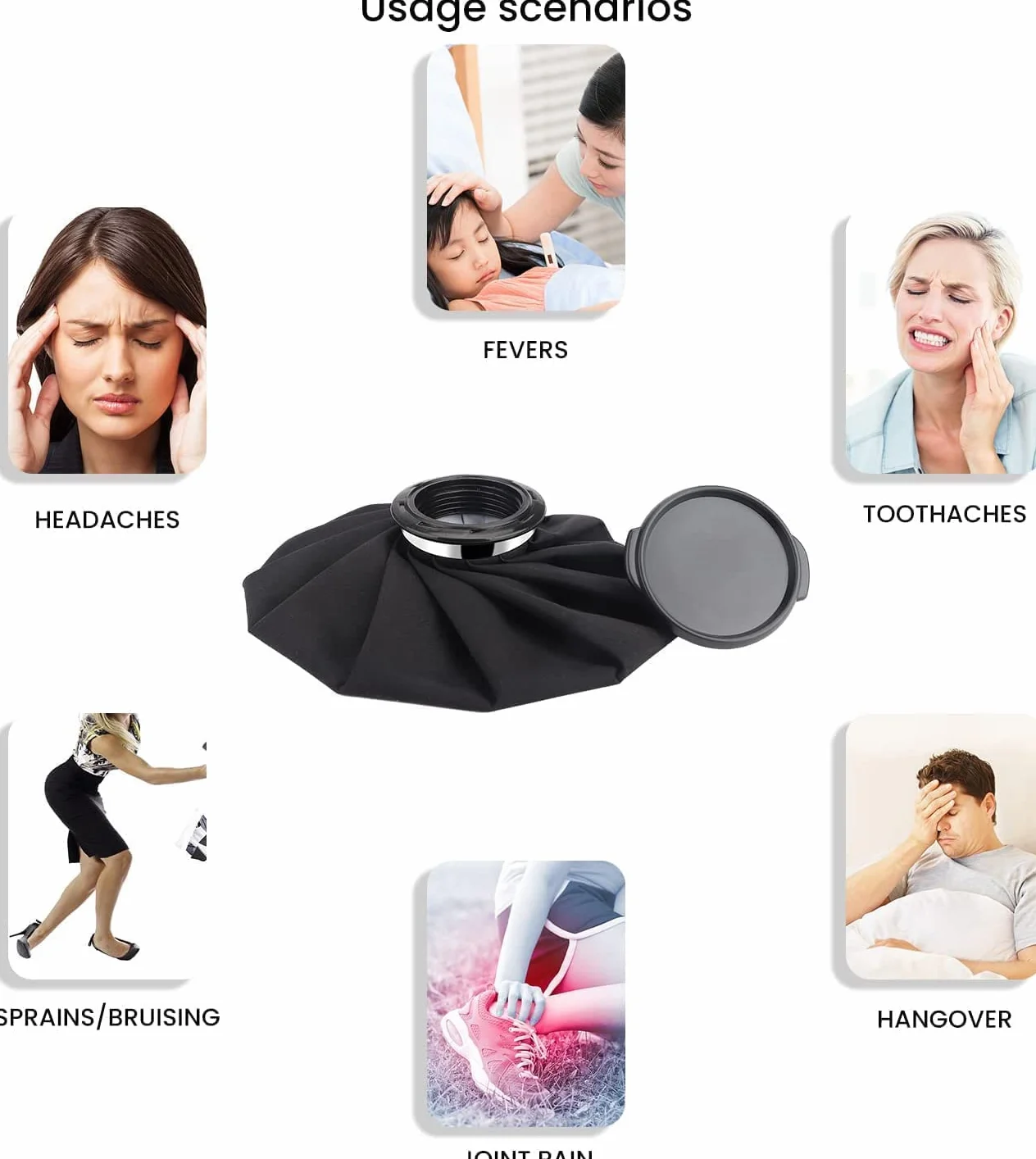 Borsa Ghiaccio Ginocchio Riutilizzabile, 3 PCS [15cm/23cm/28cm] Borsa Medica Sportiva, Borse Acqua Ghiaccio per Dolori e Febbre, Impacco Ghiaccio Sacca per Testa/Schiena/Spalle/Gamba/Bambini/Lesioni