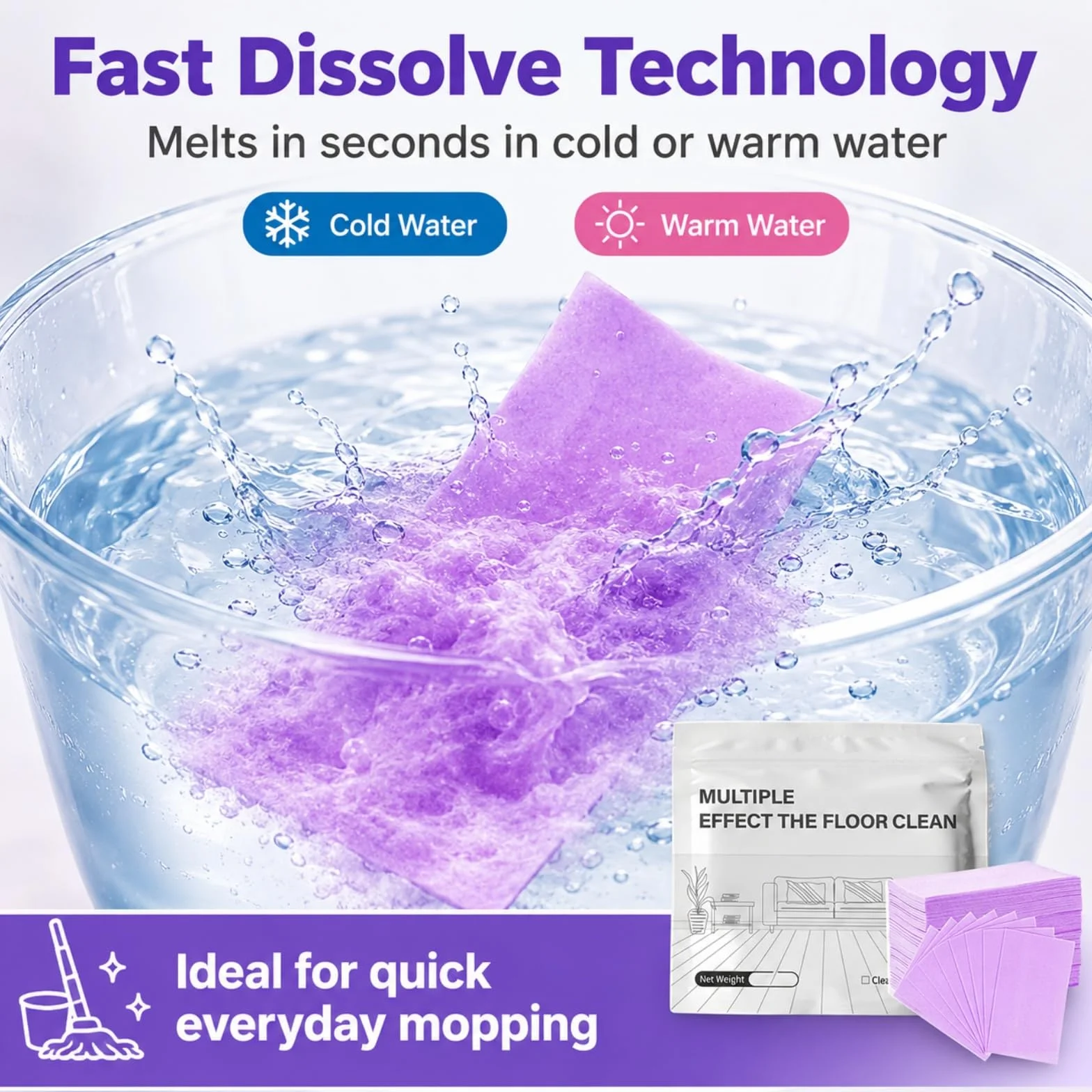 Floor Cleaner Tablets Multi-Surface No-Rinse Concentrated for Hardwood Tile 100PCS