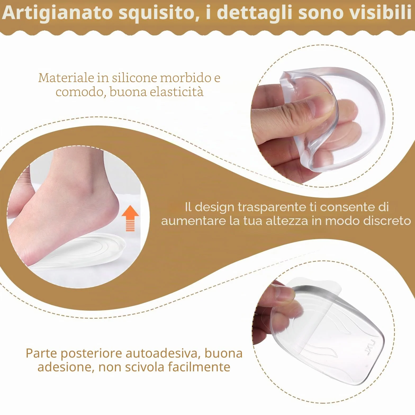 6 Pezzi Altezza Aumentando Tallone Solette, 1cm Rialzo Tallone per Scarpe, Solette Rialzate Uomo Donna, Talloniera in Gel di Silicone di Altezza Solette (1 cm)