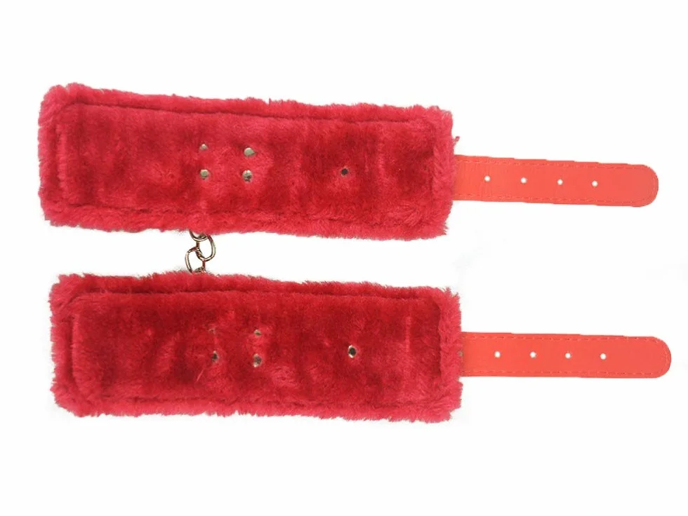 BONDAGERIE® Manette rosse per coppia con peluche, 100% materiale sicuro