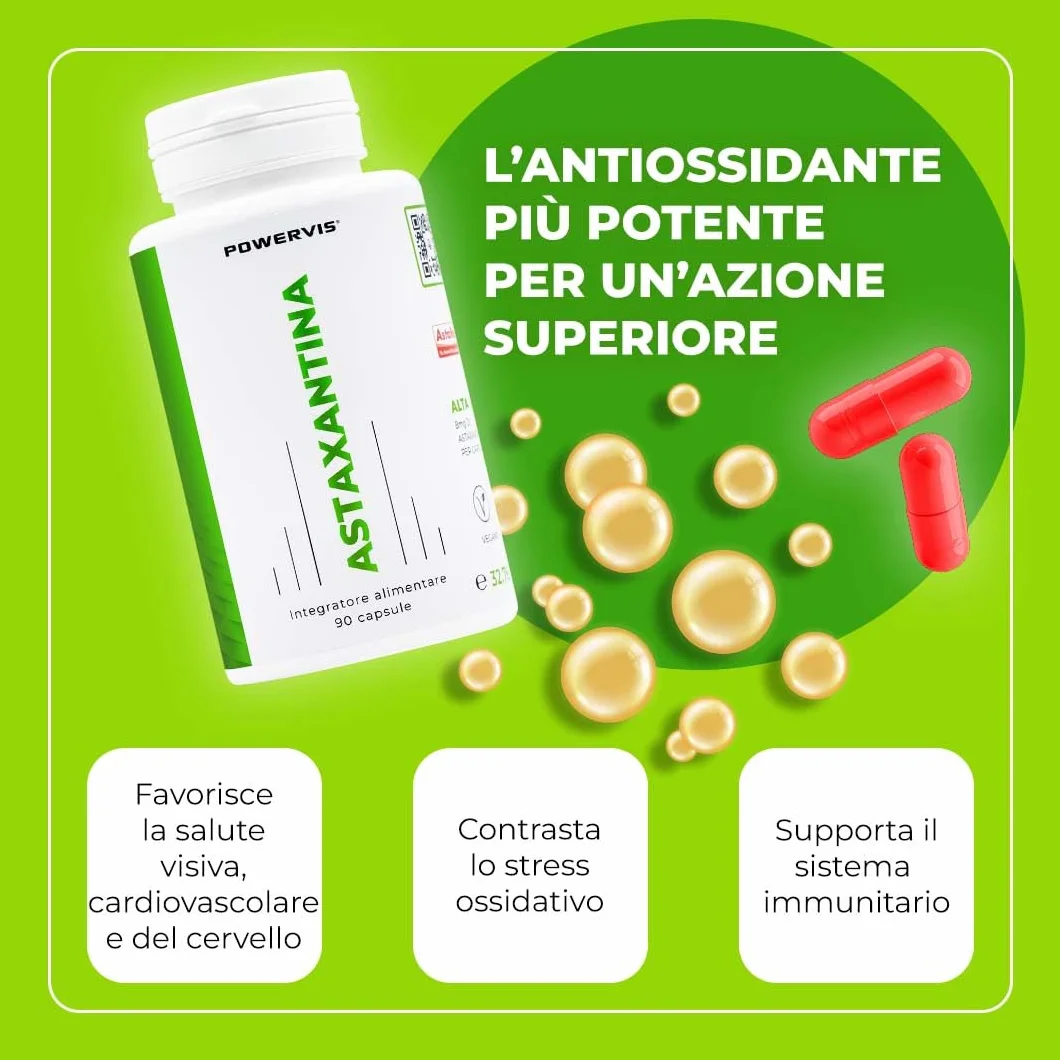 Astaxantina pura Certificata AstaReal® 8mg 90 capsule - Naturale Vegan OGM free