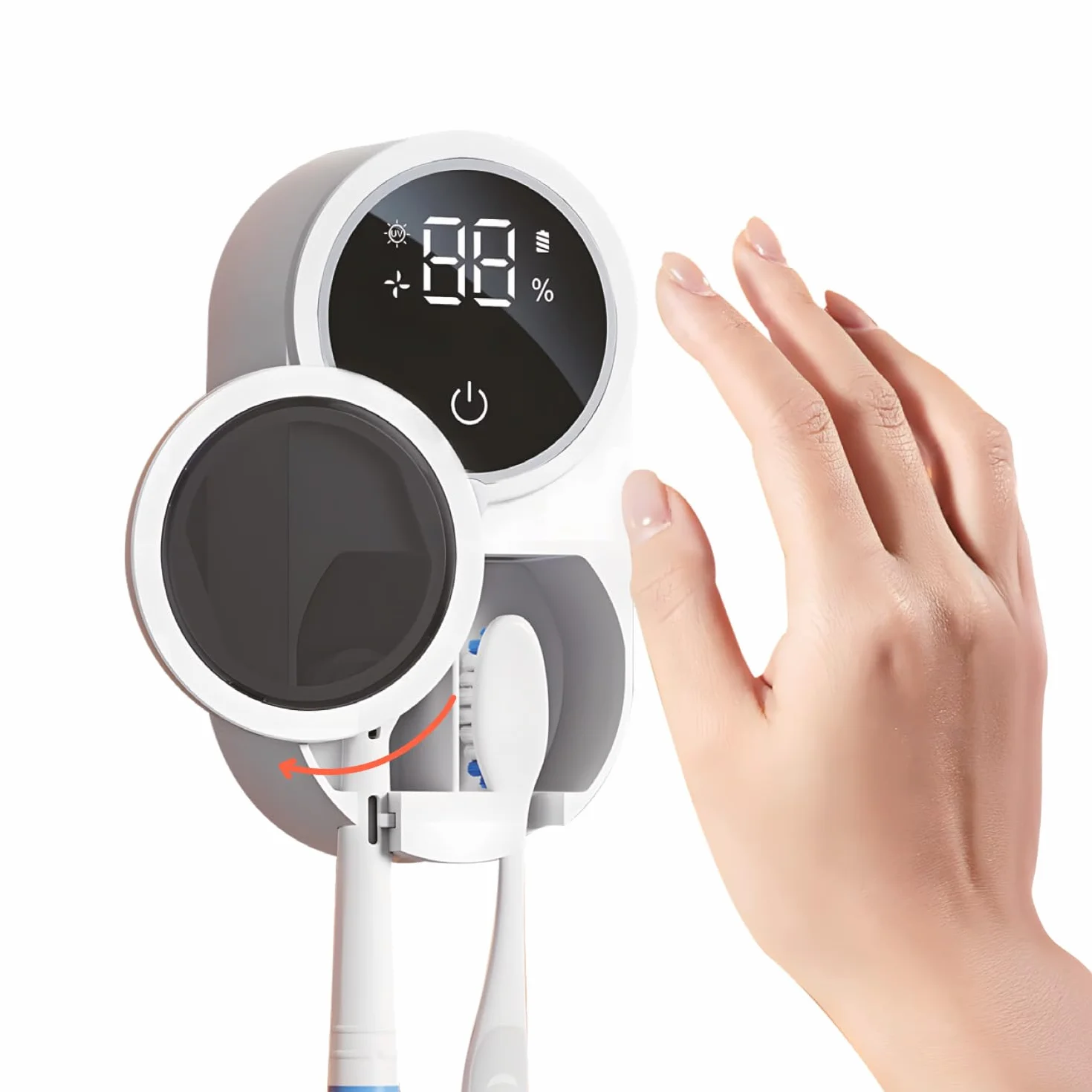 Avilia Sterilizzatore Spazzolini da Parete UV-C con Sensore Infrarossi e Display LED - Asciugatura Automatica e Ricarica USB - Porta Spazzolino Antibatterico per Spazzolini Manuali ed Elettrici