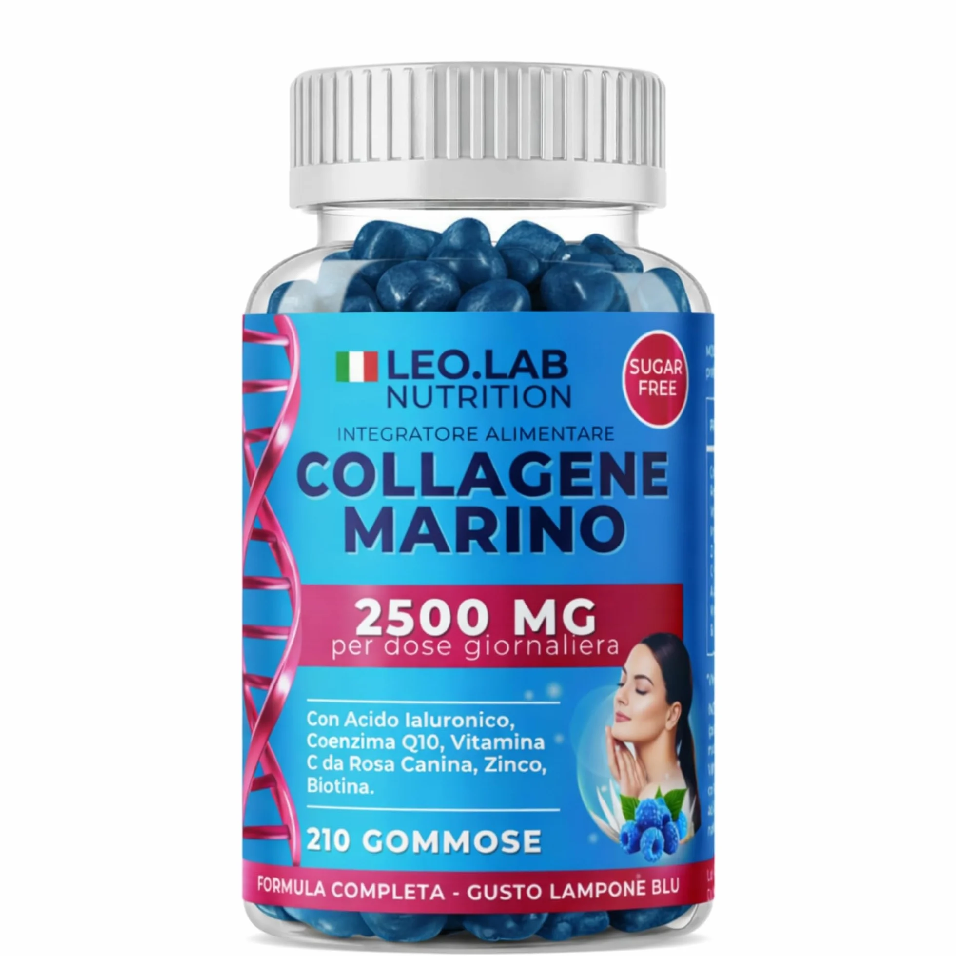 Collagene Marino con Acido Ialuronico 2500mg 210 Gummies - Vitamina C, A, Zinco, Q10 per Pelle, Capelli e Unghie
