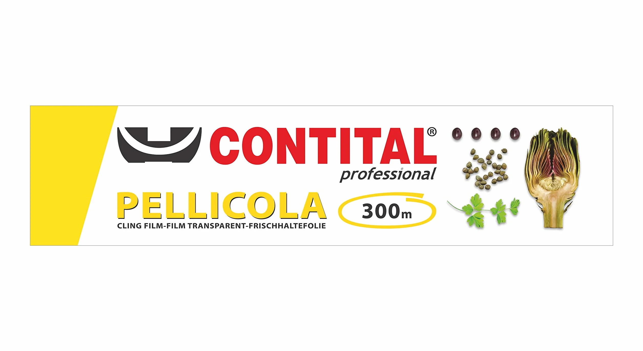 CONTITAL Pellicola Professionale per alimenti con astuccio, rotolo in PVC, larghezza 30 cm, 300 metri