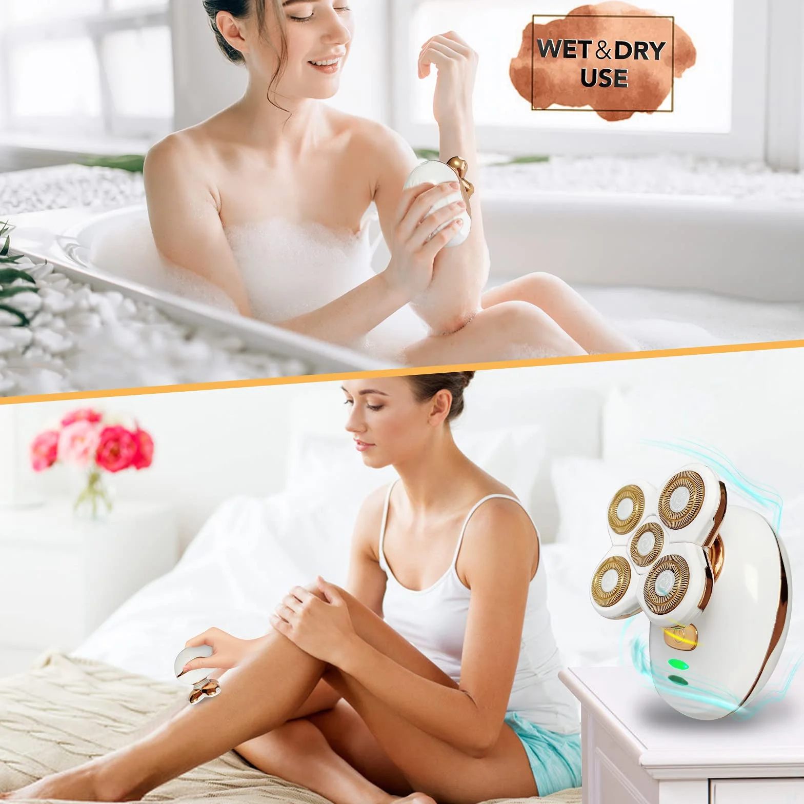 2021 Upgrade Rasoio Elettrico Da Donna, Lady Shaver Indolore, Impermeabile Epilatore per il Corpo Femminile, Ricaricabile e cordless Trimmer Depilazione per gambe Viso Corpo Labbra Ascelle