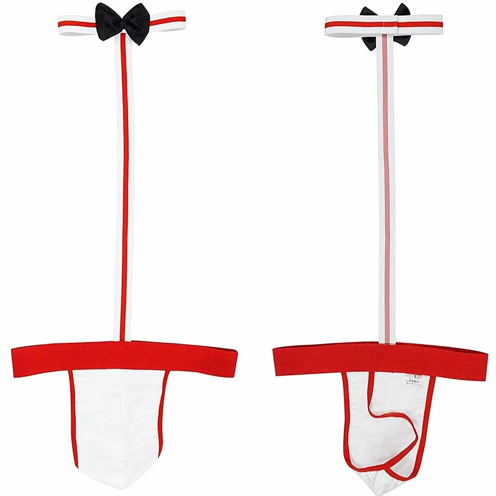 ROSVAJFY Mutande sexy da uomo con papillon cosplay cameriere tanga borat biancheria intima