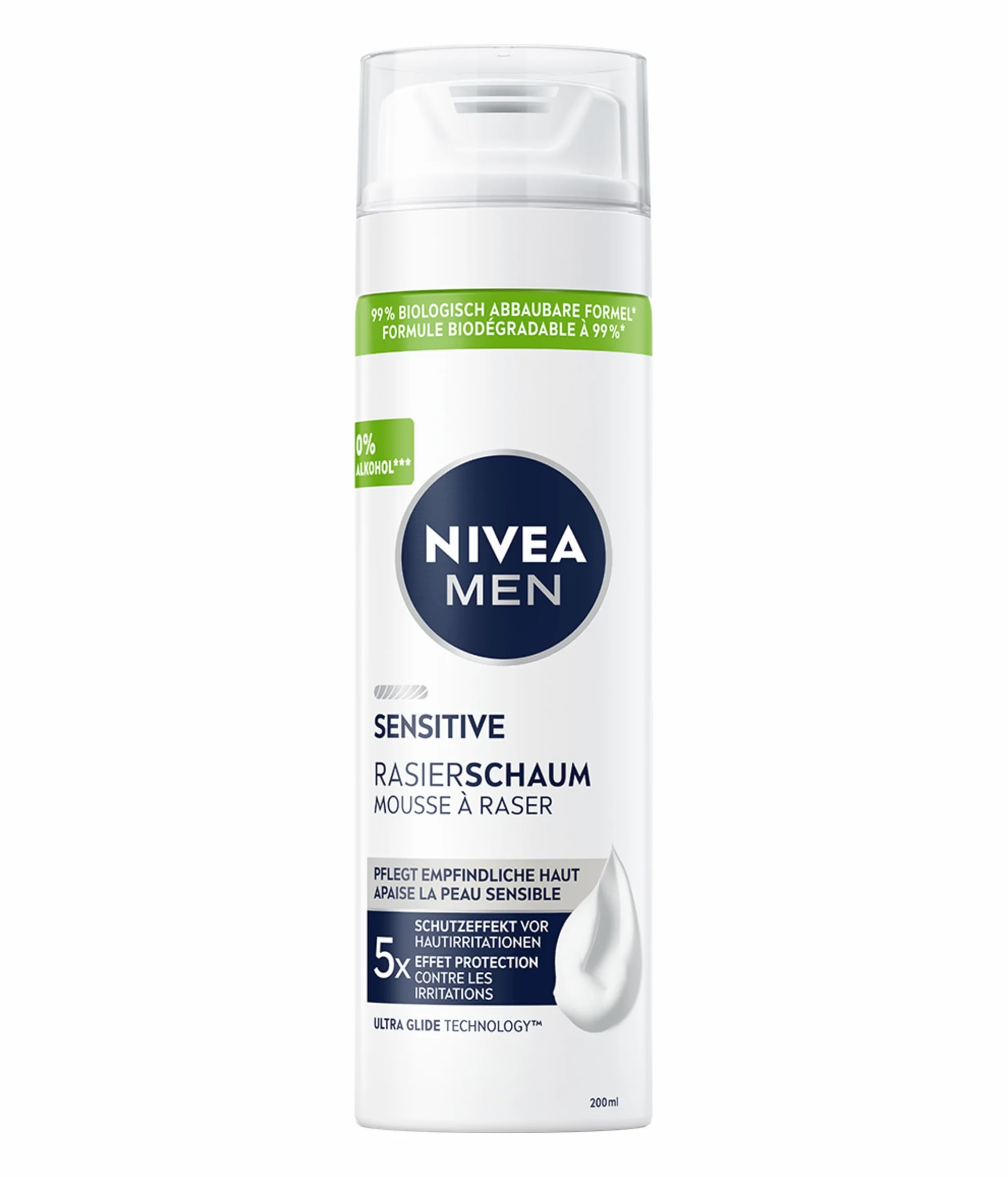 Nivea Men Sensitive - Schiuma da barba da uomo, 200 ml, con estratto di camomilla e vitamina E, per una rasatura delicata, formula protettiva contro le irritazioni cutanee