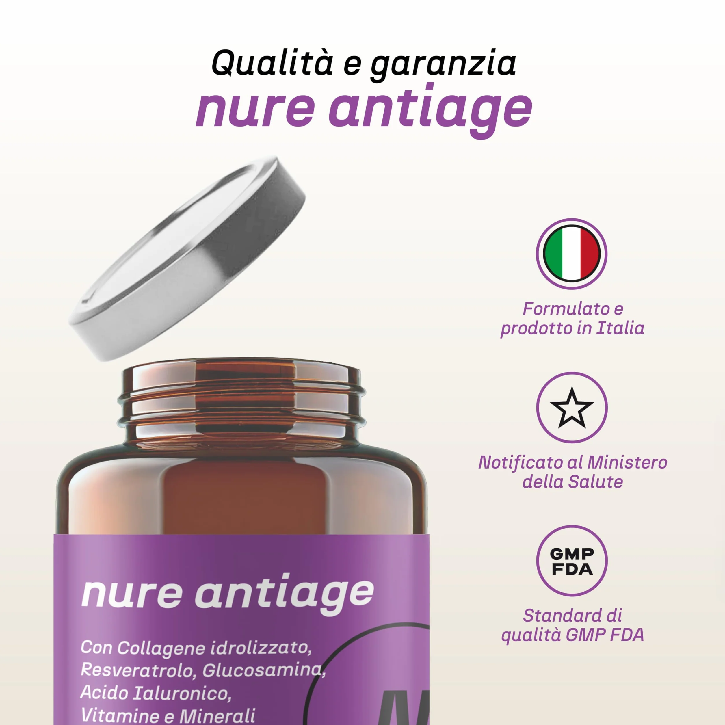 NURE Antiage 60cps Integratore Anti-invecchiamento Collagene Acido Ialuronico Viso