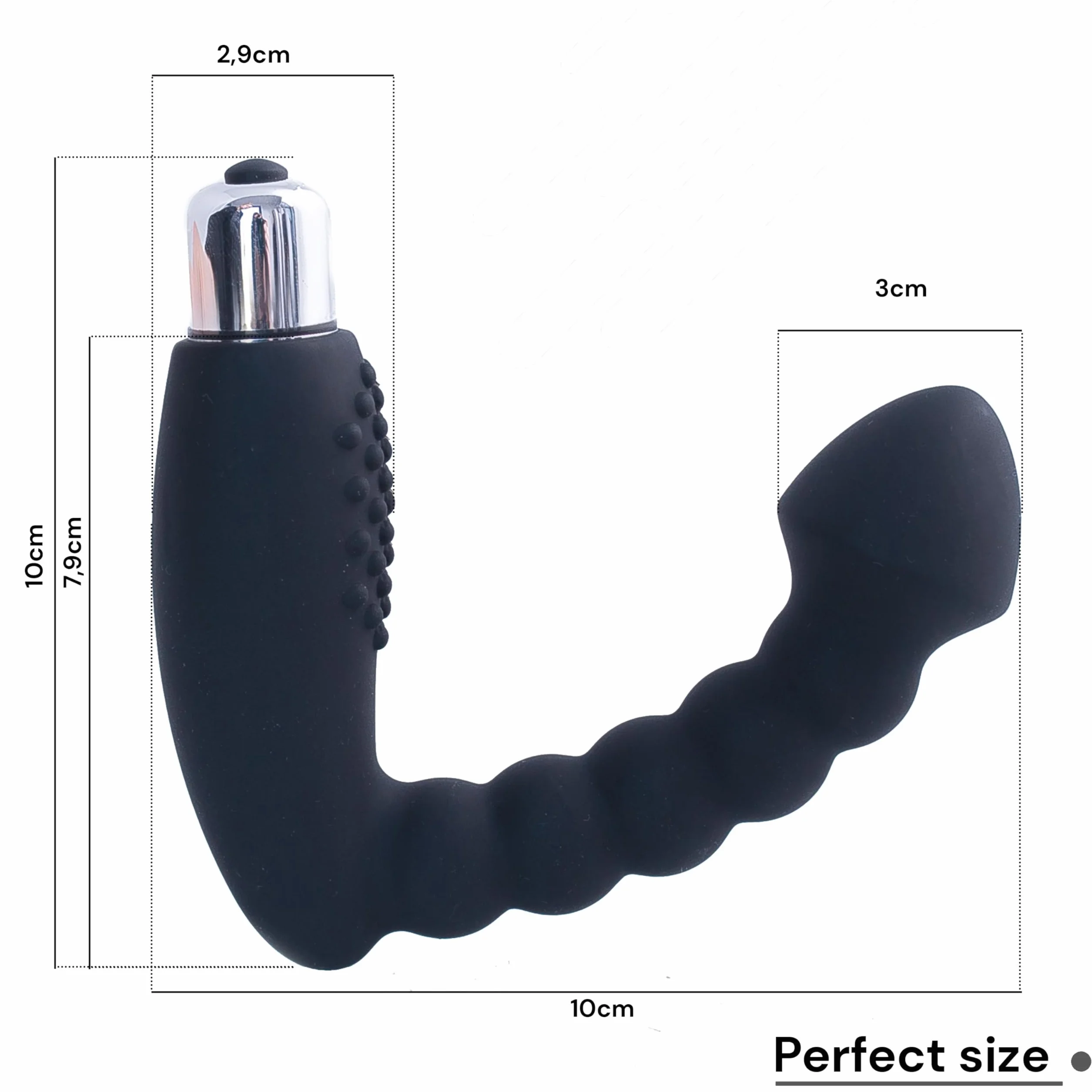 FOPS vibratore prostatico in silicone – tappo anale ergonomico con vibrazione – 22 cm di lunghezza totale, flessibile e sicuro – vibratore anale per uomini e coppie, nero A11-9