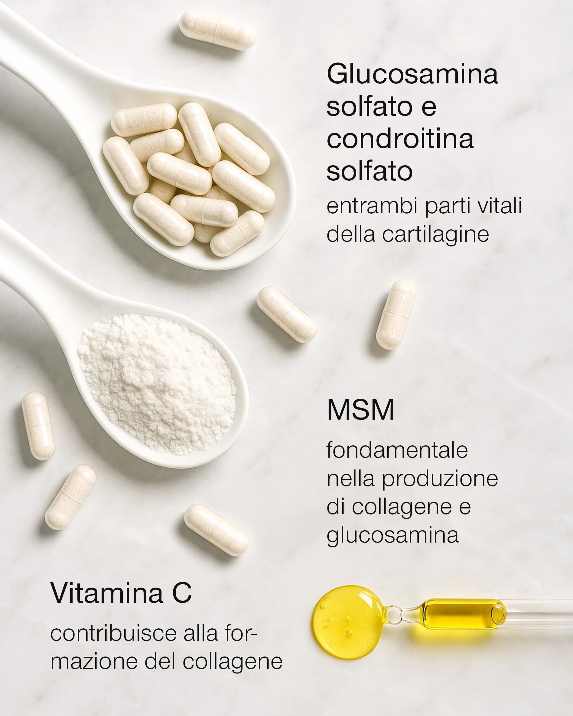 Glucosamina Condroitina MSM – Glucosamine Complex ad Alto Dosaggio - 1720 mg Glucosamina Solfato con Condroitina, MSM e Vitamina C – 120 Capsule – Integratore per Articolazioni e Cartilagine