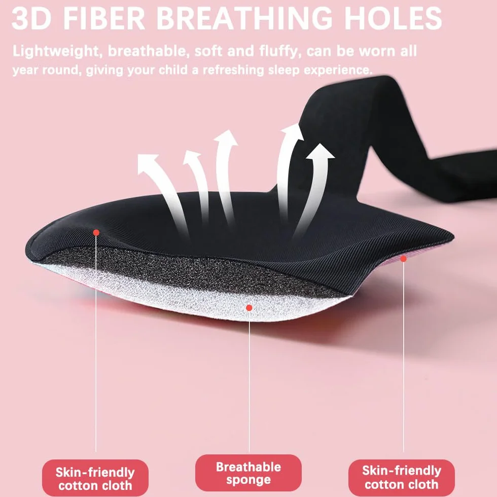 Maschera per Dormire per Bambini, Maschere per Dormire, 2 Pezzi Maschera per Dormire 3D per Bambini, Mascherina per Dormire Morbida con Cinturino Regolabile per Pisolino, Viaggio, Campeggio