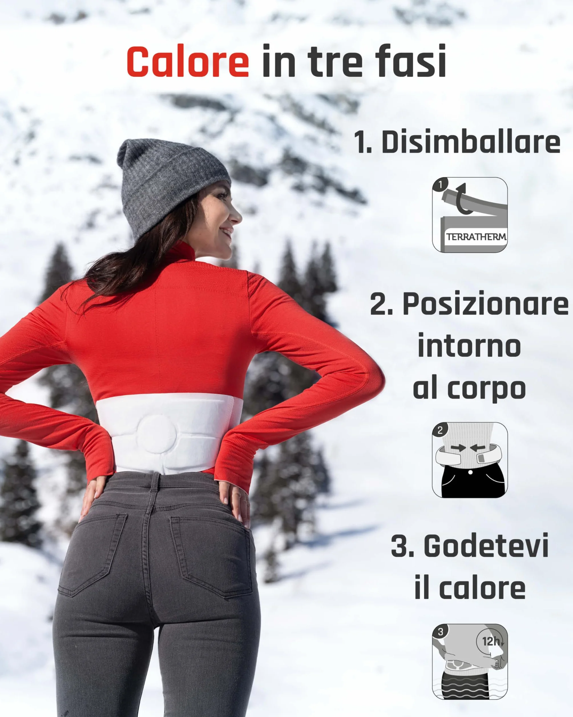 TerraTherm Cintura termica attivato ad aria 8 Pezzi calore profondo Taglia S-XL
