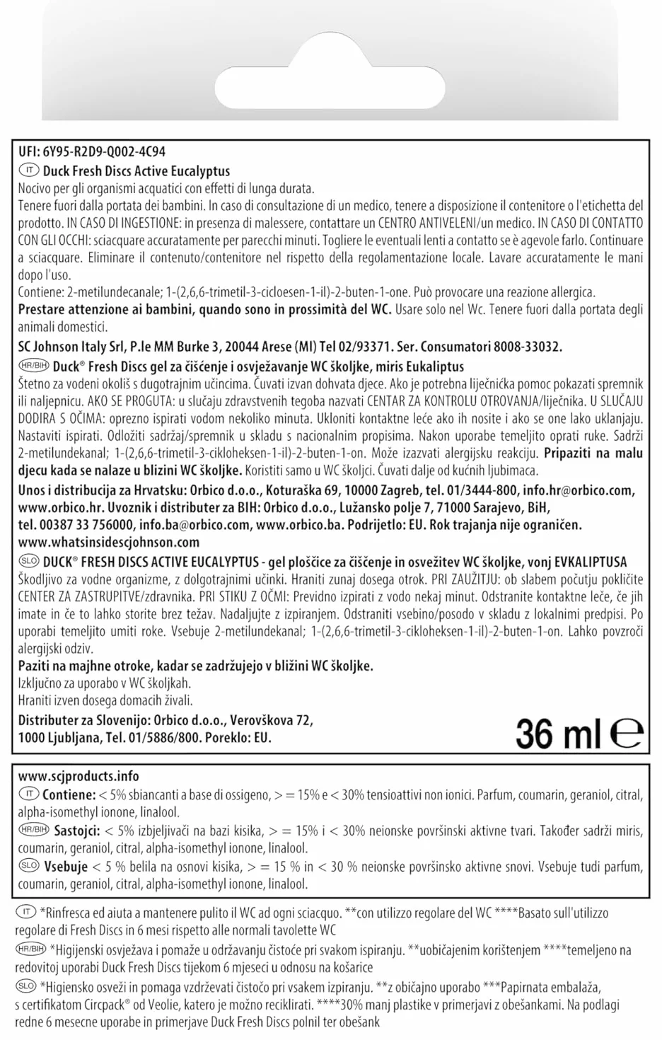 Duck Fresh Discs - Base per Dischi Gel Igienizzanti WC, Fragranza Eucalipto con agenti candeggianti - Confezione da 1 Applicatore e 6 Dischetti