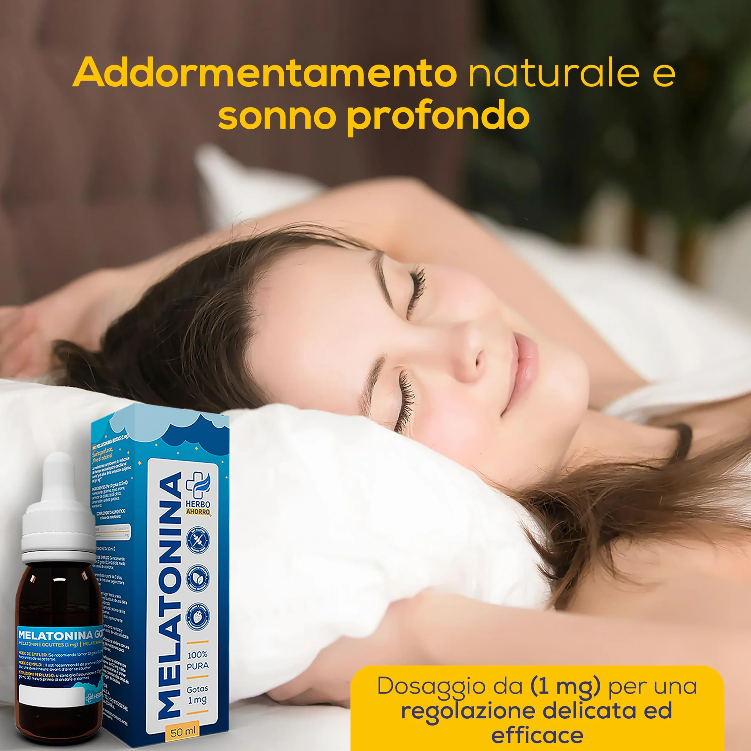 Melatonina gocce bambini adulti 1mg 50ml gusto fragola senza effetto rebound favorisce sonno dolce profondo riposo rigenerante