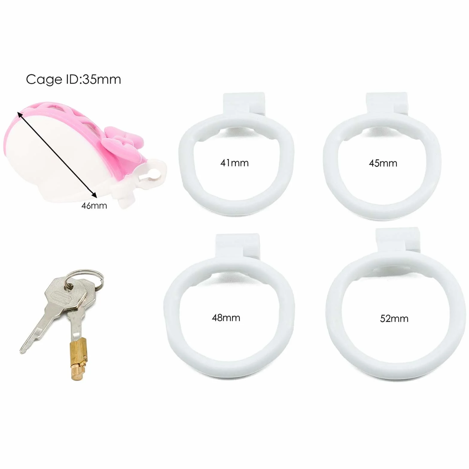 Gabbia per allenamento fitness cava maschile con anelli di 4 misure, blocchi di colore rosa e bianco, set invisibile leggero e traspirante -A84IT