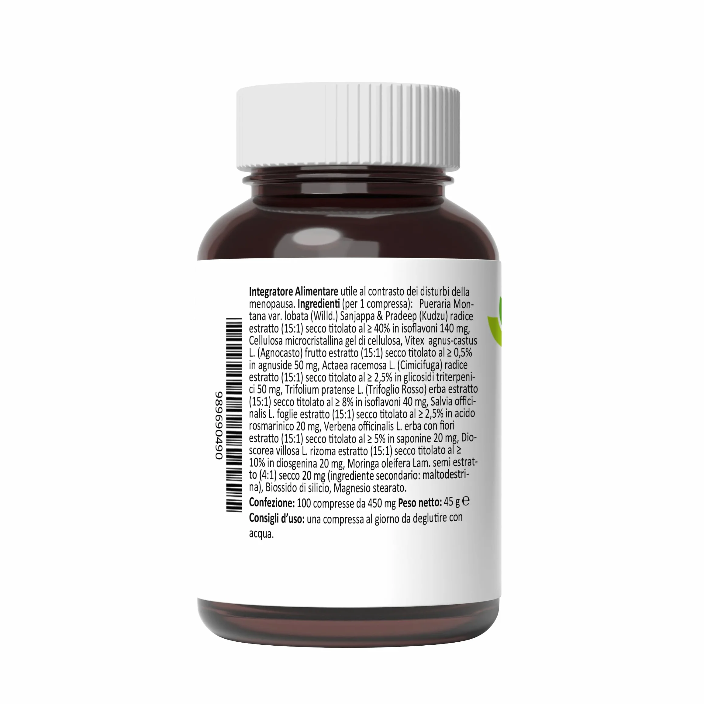 Rimedio Menopausa 100 Compresse - Isoflavoni Naturali - Trifoglio Rosso Agnocasto Cimicifuga Kudzu Moringa Dioscorea Verbena
