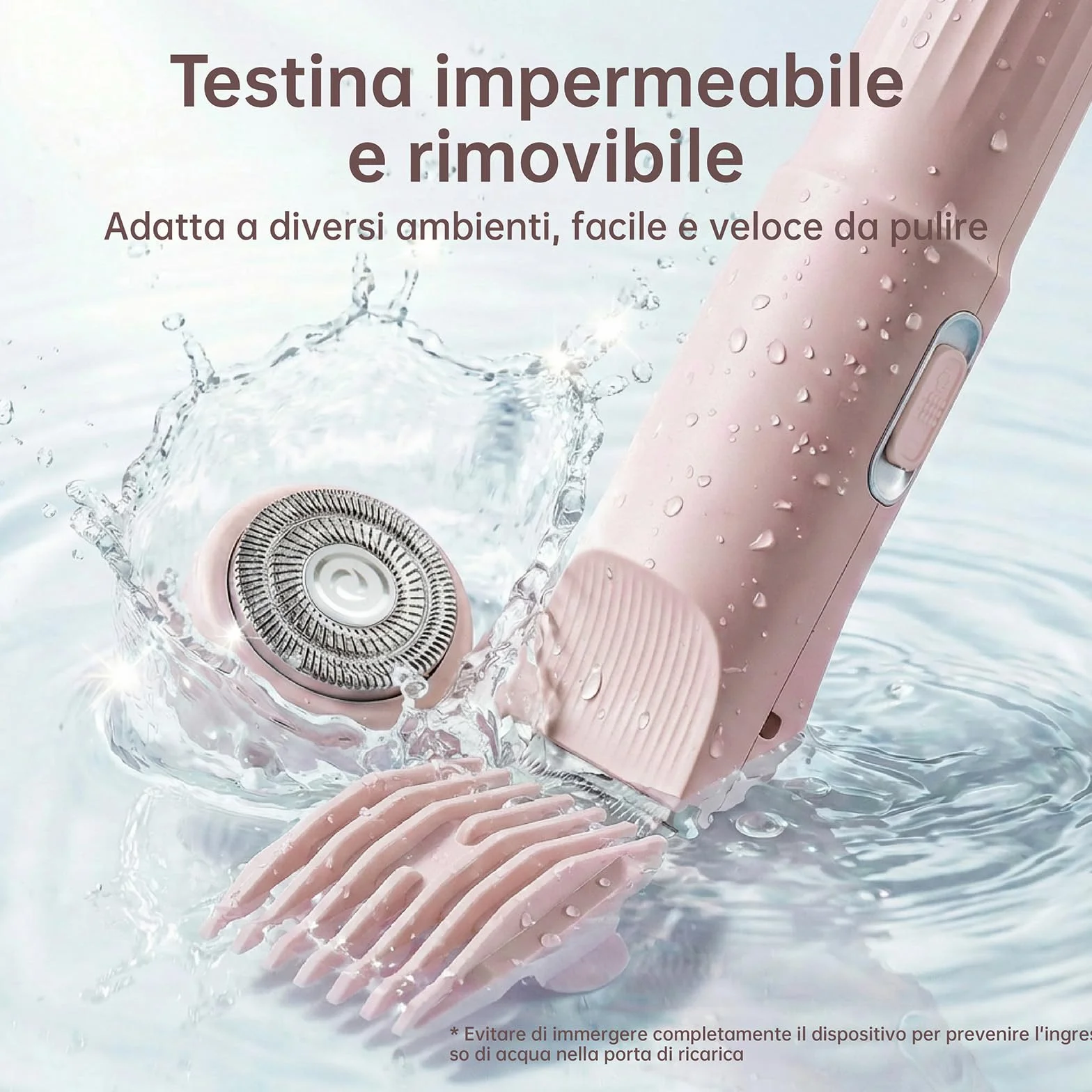 Rasoio Elettrico Donna 3 in 1 Ricaricabile USB per Viso Zone Intime Gambe Braccia Ascelle Bikini Pelli Sensibili Rosa