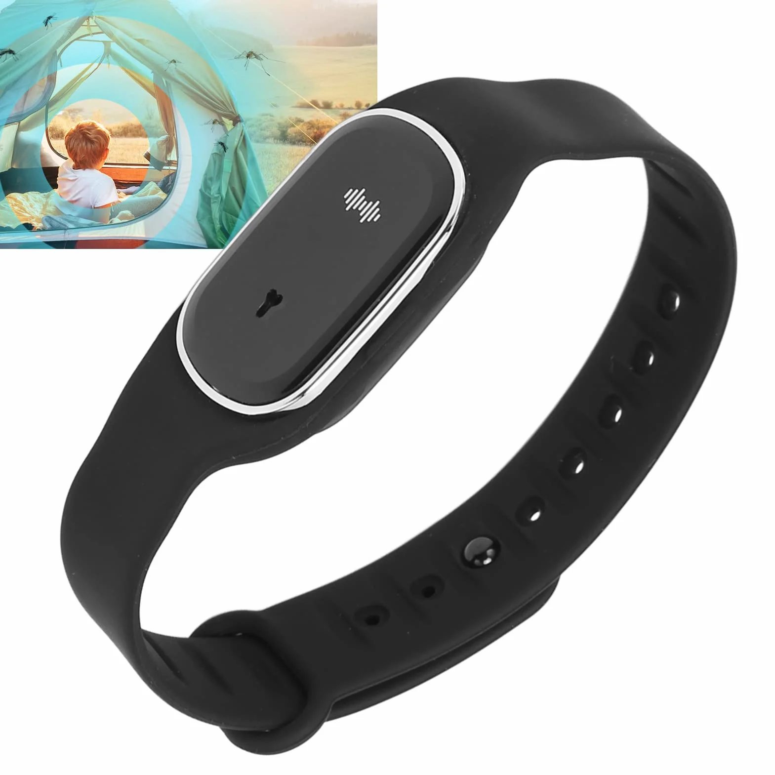 Gonetre Bracciale Repellente Zanzare Elettronico Sonora USB Ricarica Orologio da Polso Nero
