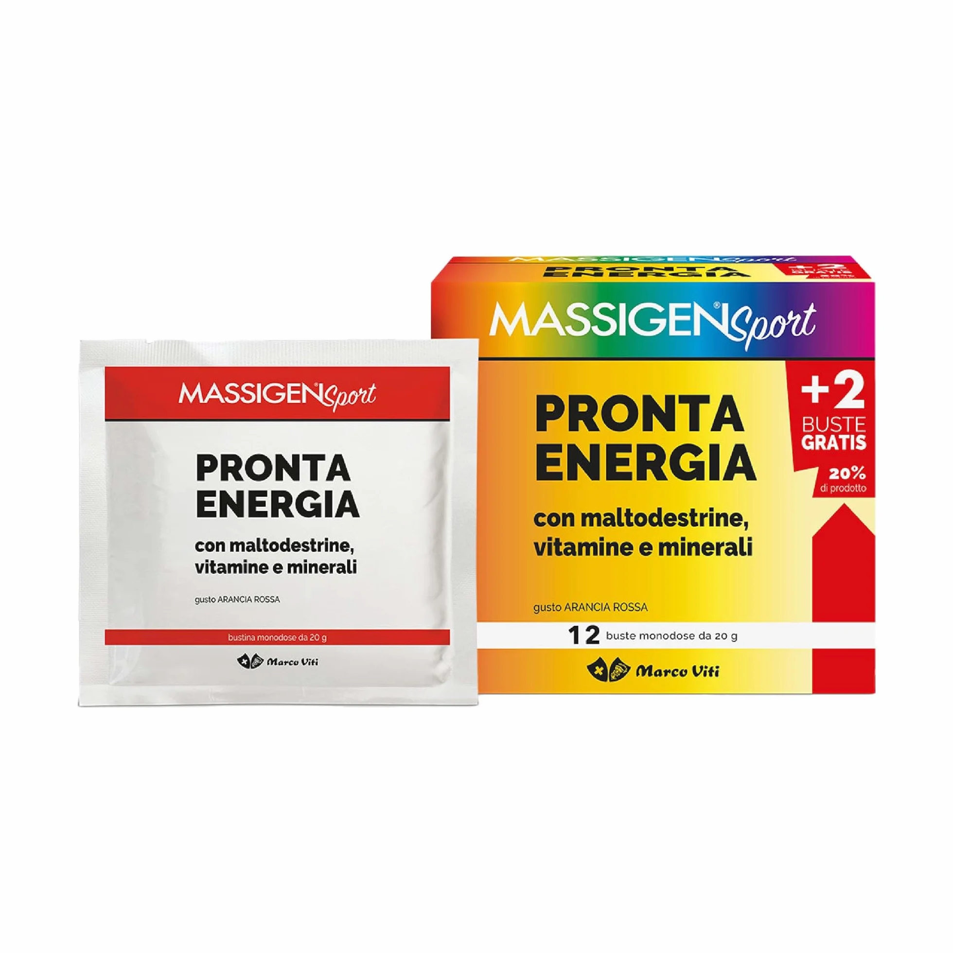Massigen - Pronta Energia Sport, Integratore Energetico con Maltodestrine, Minerali e Vitamine, 12 Bustine da 20 g